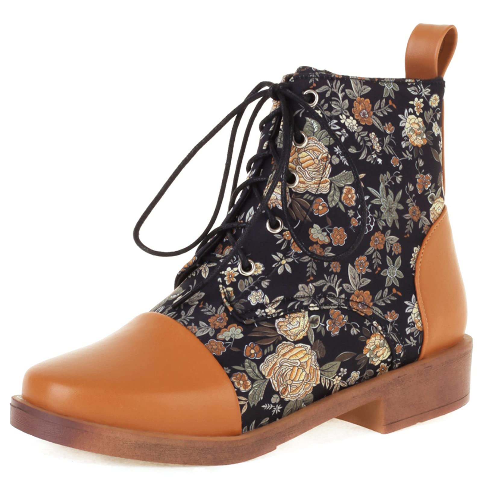 Diuniarza Combat Bootie Women Lace Up Print Boot Ankle
