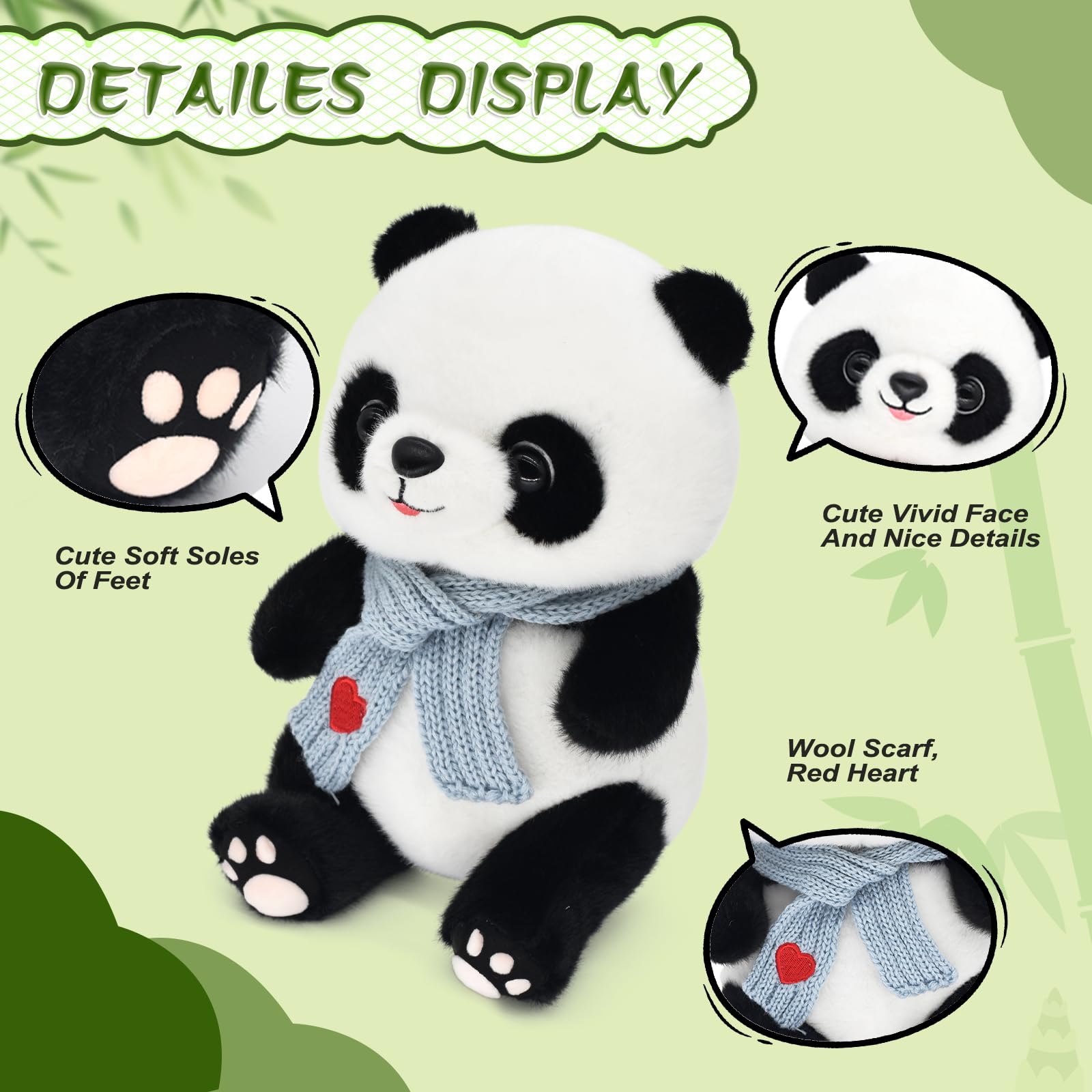 Amazon.com: 9.8'' Panda Dolls with Love Heart Scarf, Soft Stuffed
