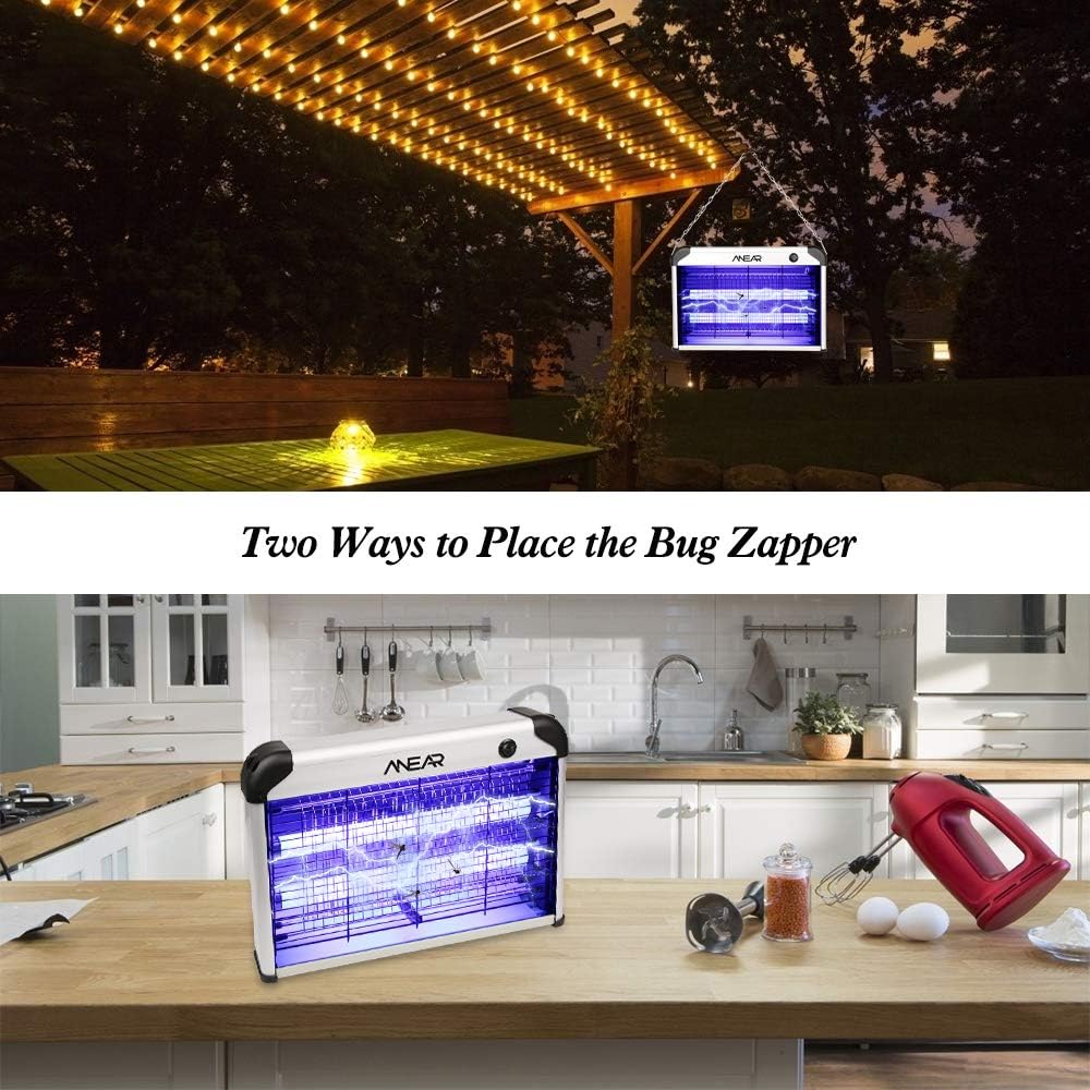 2 Pack Electric Bug Zapper, ANEAR Insect Killer with 20W 2400V Power Grid Mosquito Zapper Trap - Mosquito, Fly, Moth, Wasp, Beetle & Other Pests Killer for Backyard, Patio : Garden & Outdoor