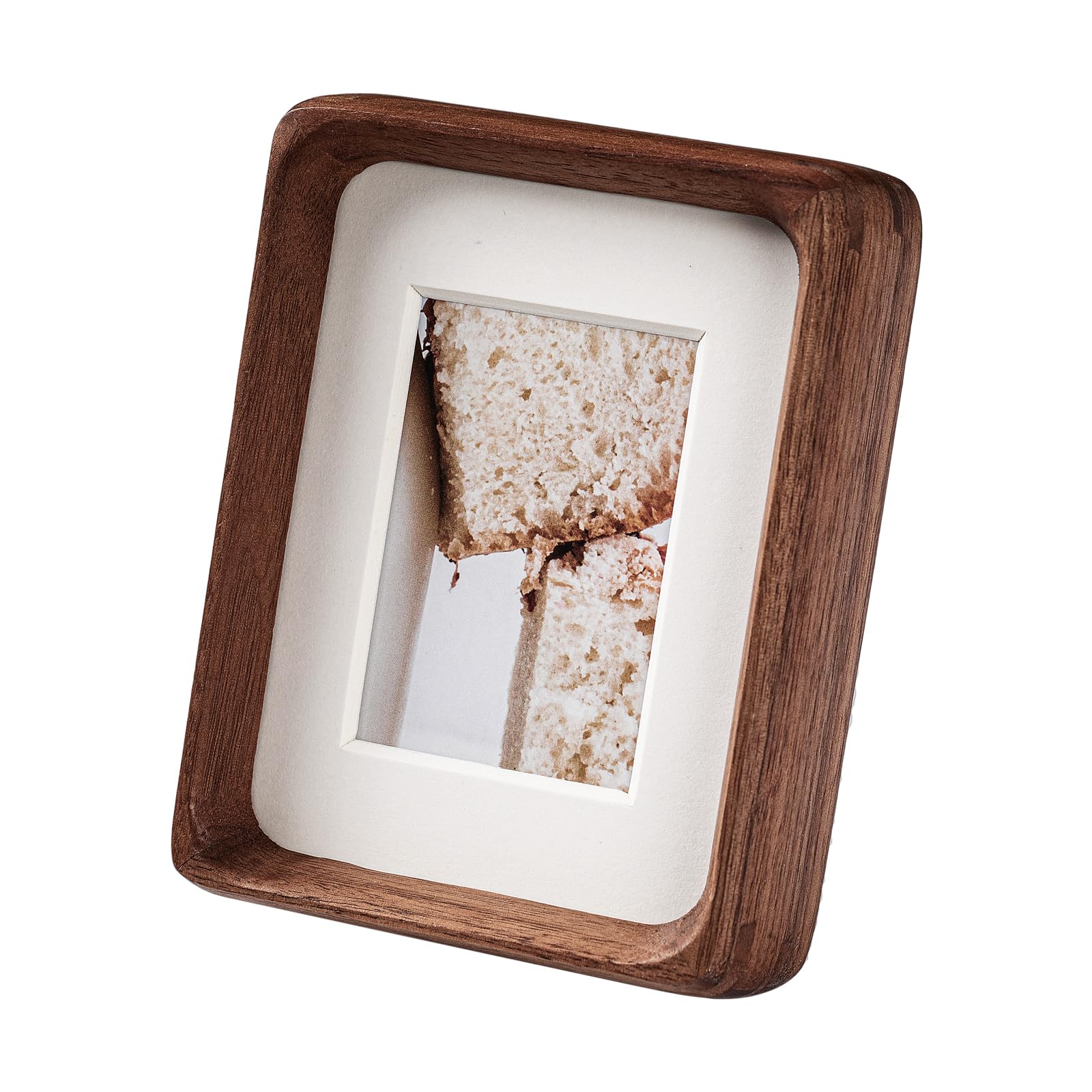 Youncewooder 4x6 Picture Frame with 3x4 Mat - Rustic Farmhouse Walnut Wood Frame, Wall & Tabletop Display for Wedding Photos & Home Décor (4x6,Walnut)