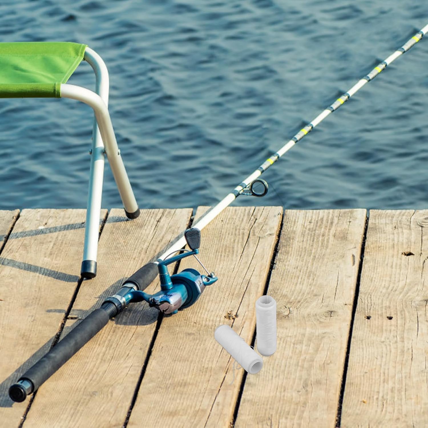 2pcs Invisible Elastic Fishing Bait Thread for Sea and Ice Nylon White | Hook and Bait Use, Hard to Bite through Design, Secure Attachment for Beginners and Enthusiasts