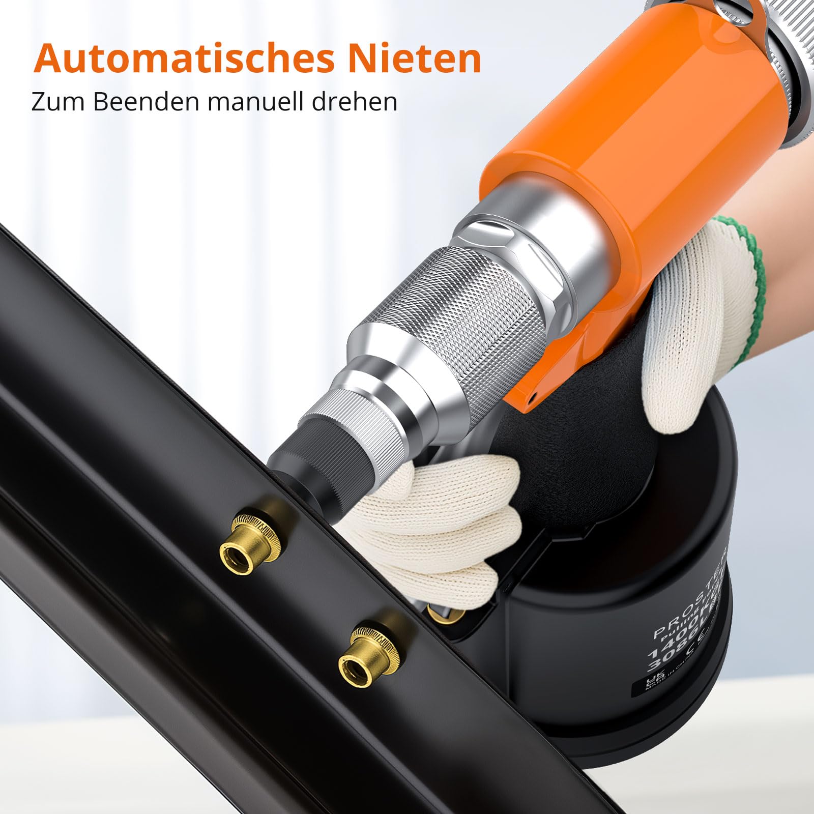 Proster Druckluft Nietmutternzange Set Nietmutterpistole, 100PCS Nietmutter Set, 5 Stück Metrische Mandrels (M4-M10), Luftdruckhydraulisches Werkzeug für Automobil, Industrie, Heimwerkerprojekte