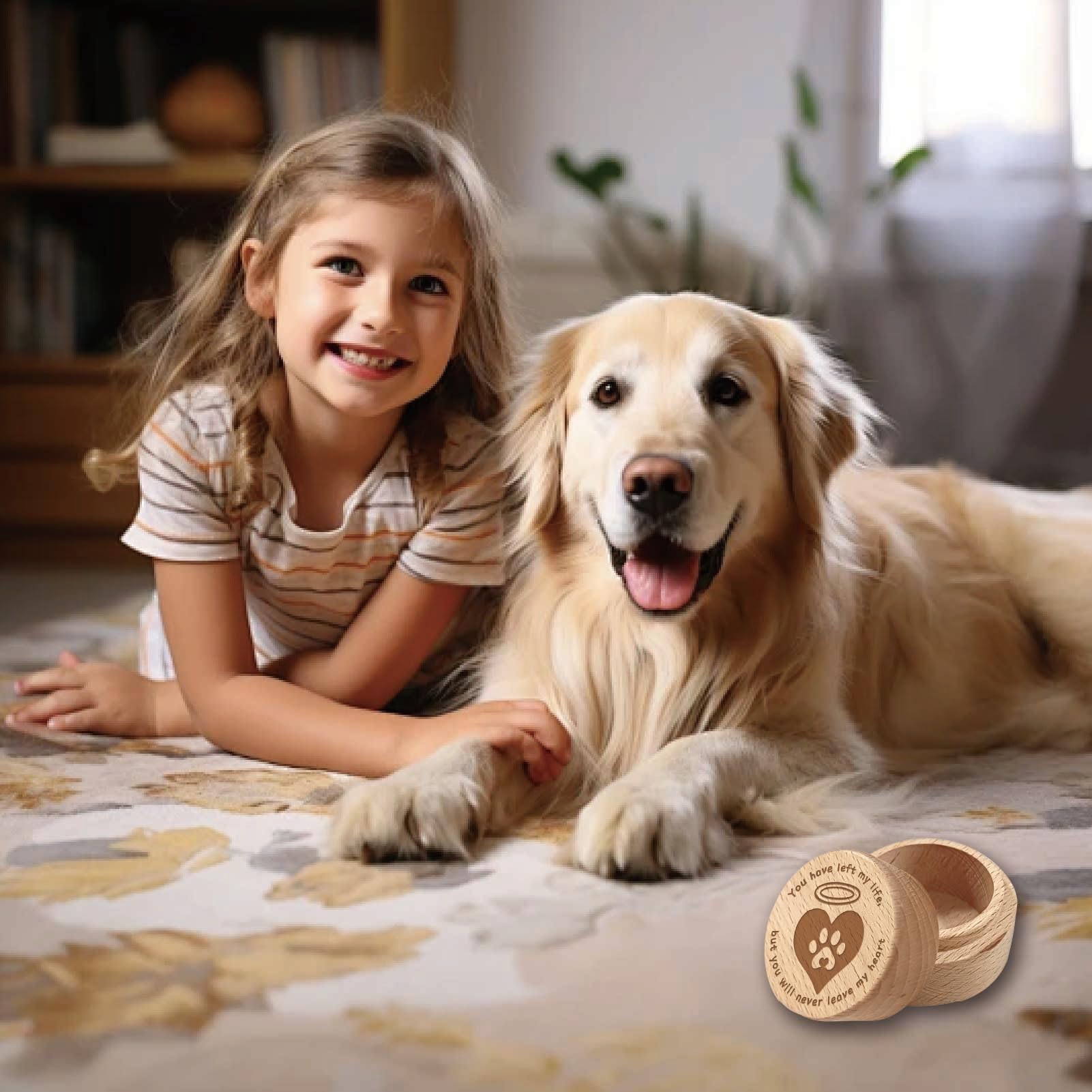 CREATCABIN Scatola Commemorativa per Cani Urne Legno per Animali Domestici Scatola Commemorativa Legno Incisione A Forma Zampa Mini Ricordo Perdita Simpatia Lutto per Conservare Gatti Cani 5x4cm