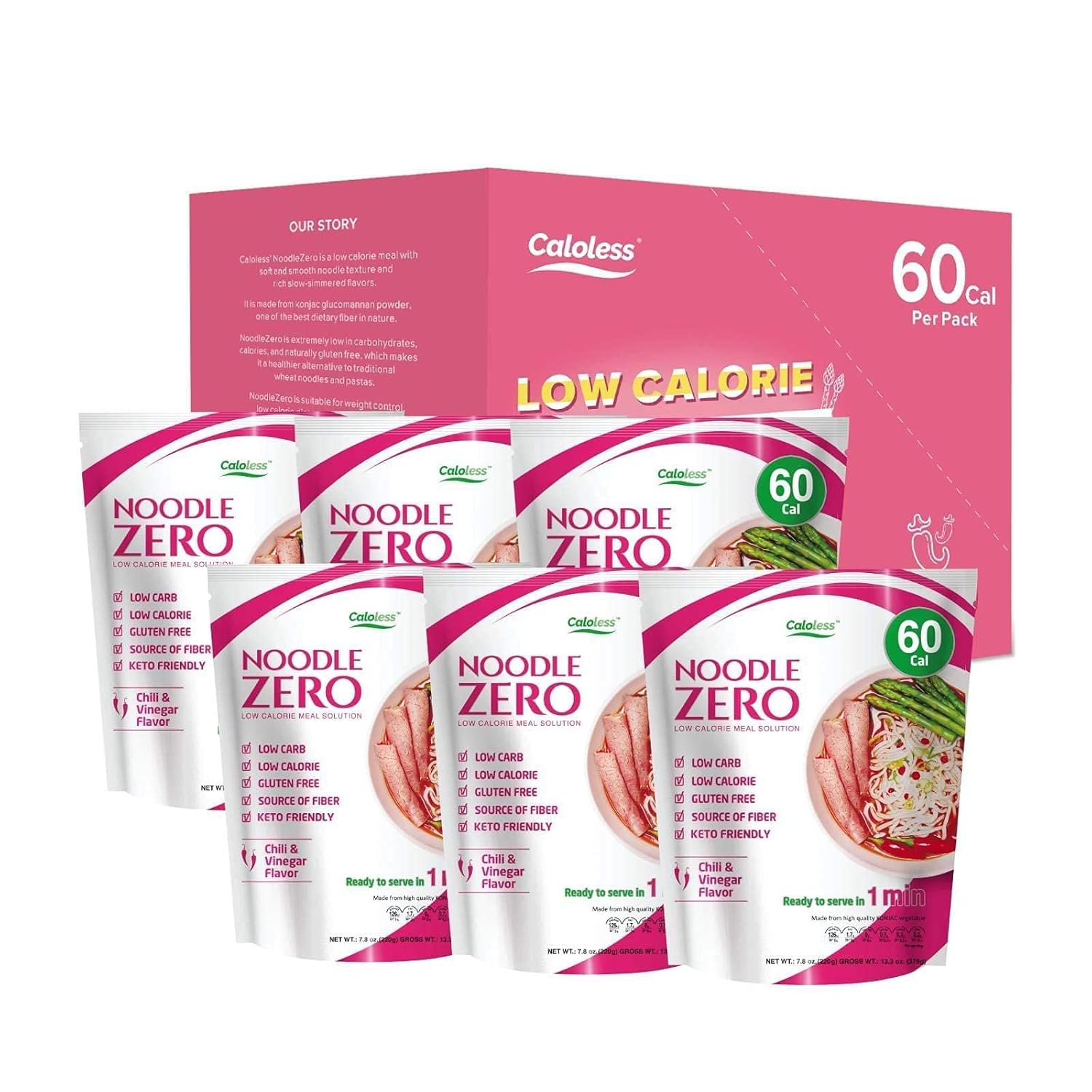 Caloless Konjac Shirataki Noodles 12-Pack Low Calorie Healthy Food Weight Loss (Chicken/Beef/chilli)-Gluten Free, Keto Snacks, Non Gmo, Low Carbs Glucomannan Diabetic Noodle Pasta Flavor Variety Pack