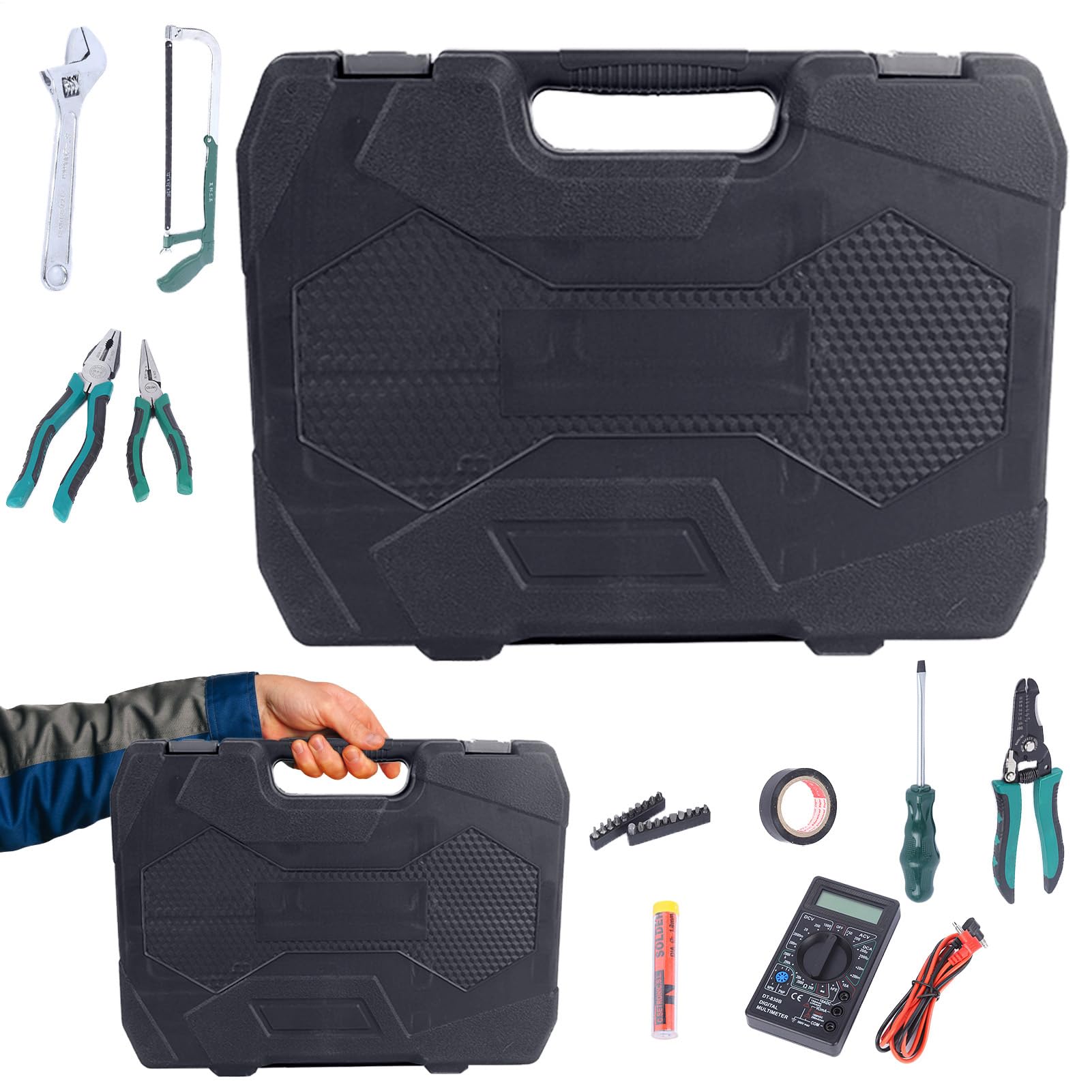 Kit di Attrezzi per Auto 39 Pezzi Multifunzione | Set per Autoveicoli per Viaggi Campeggio SUV Furgone Barca