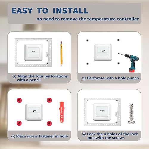 Miniatura 4 de Gedreew Cubierta grande para caja de termostato con llave, cubierta de termostato transparente con cerradura compatible con termostato Honeywell