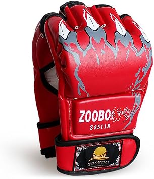 ZooBoo MMA Gloves, Half-Finger Boxing Fight Gloves MMA Mitts with Adjustable Wrist Band for Sanda Sparring Punching Bag Training