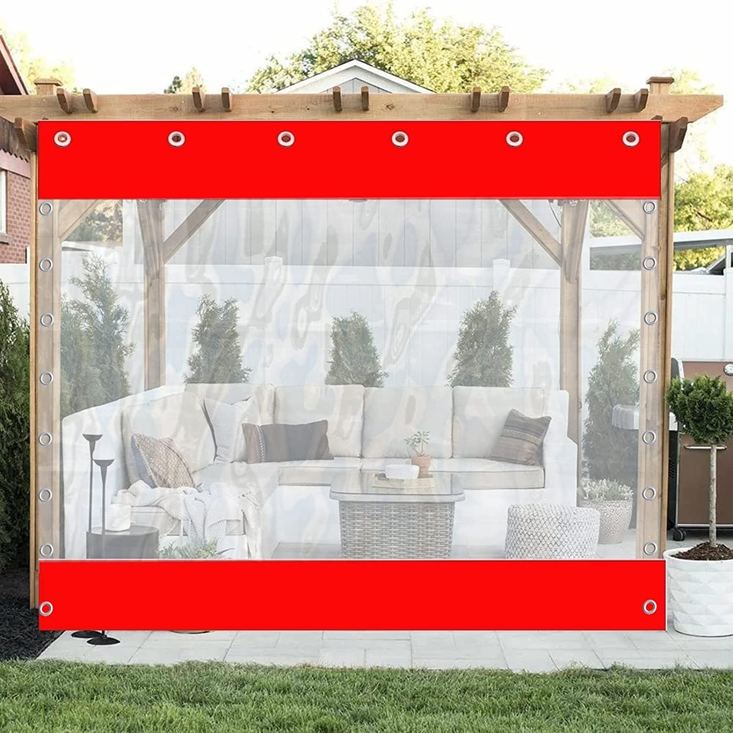 Wasserfeste PVC-Seitenwände Für Pergola/Terrasse, 2x2,2 M, Transparent-grau, Mit Ösen – Wind- Und Regengeschützt