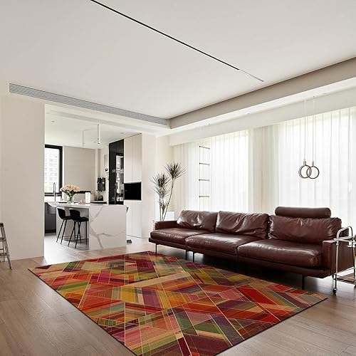 Miniatura 4 de Alfombra nórdica de mosaico colorido apasionado, alfombra abstracta con estampado geométrico, para habitación, sofá, sala de estar, dormitorio,