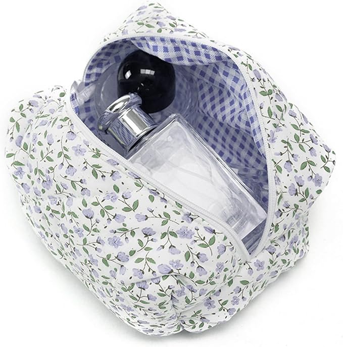 Fiorky Damen Kosmetiktasche Set - Gesteppte Make-up-Tasche Mit Blumenmuster