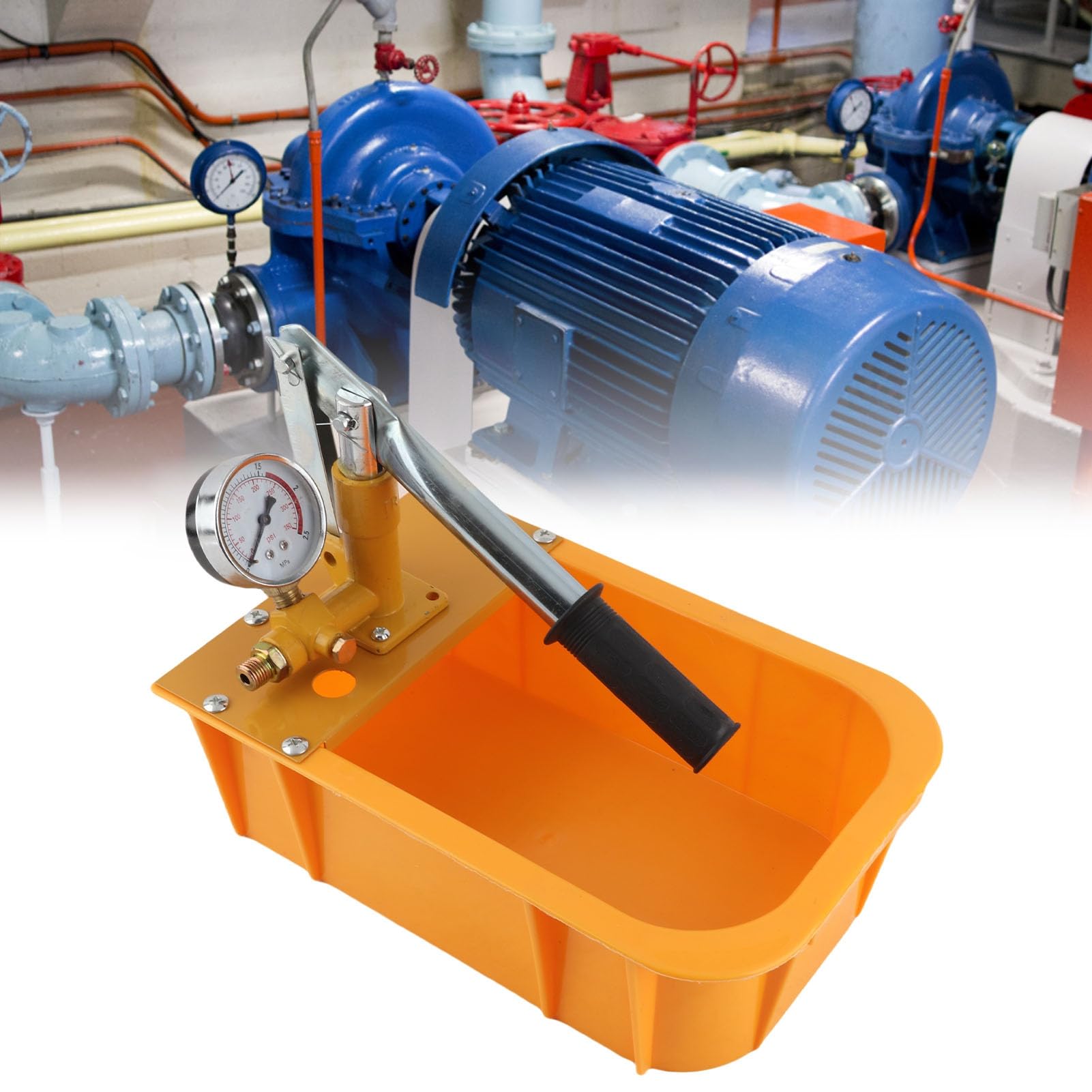 Pompe Hydrostatique, Pompe de Test de Pression D'eau Hydraulique Manuelle en Alliage D'aluminium et en Plastique avec Jauge pour Systèmes de Plomberie, Installations de Chauffage