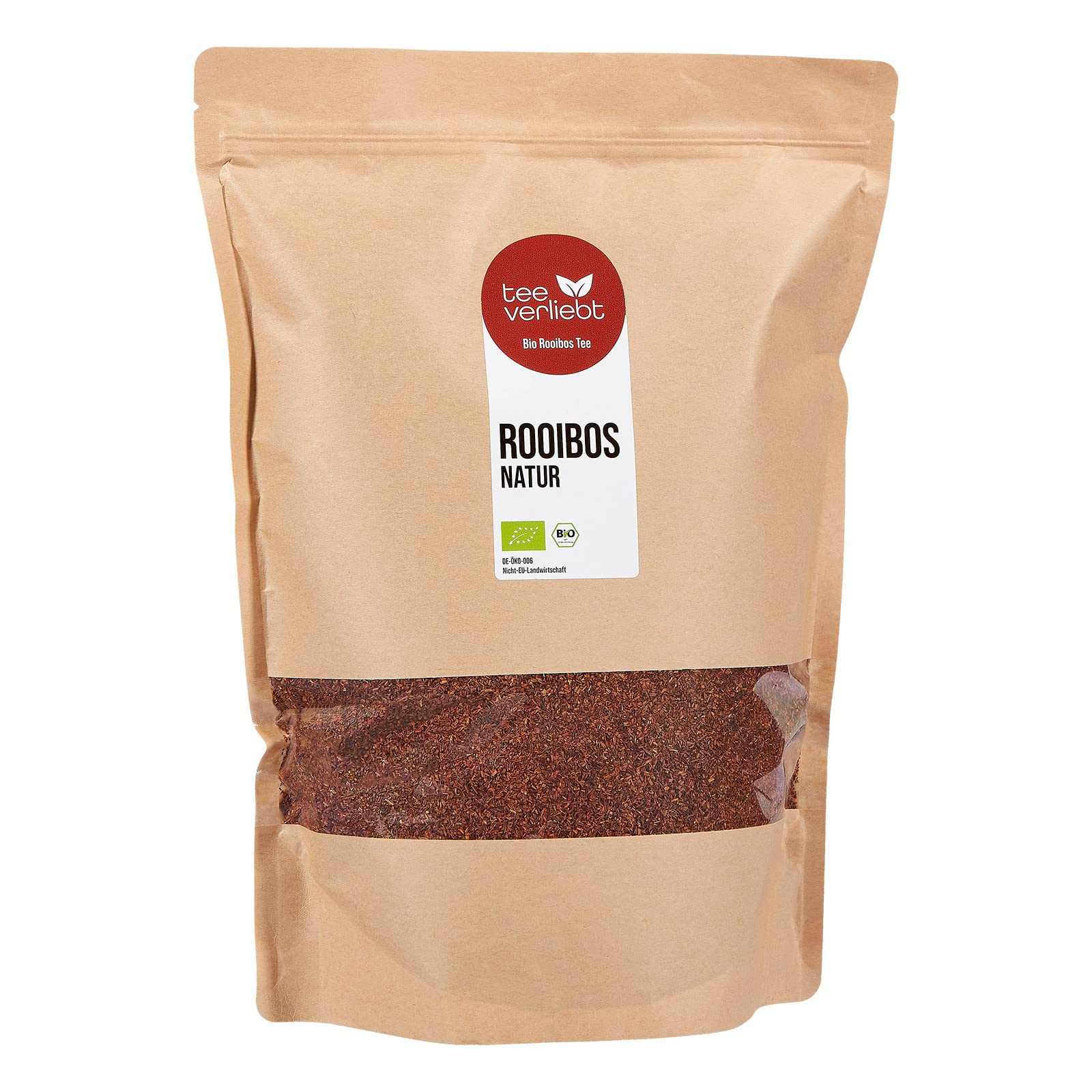 FRUTEG Tè biologico Rooibos senza Aromssps 1kg | Loser Bush Bush Tè nella migliore qualità della foglia | Godimento di tè gratuito naturale e caffeina | 1000 G.