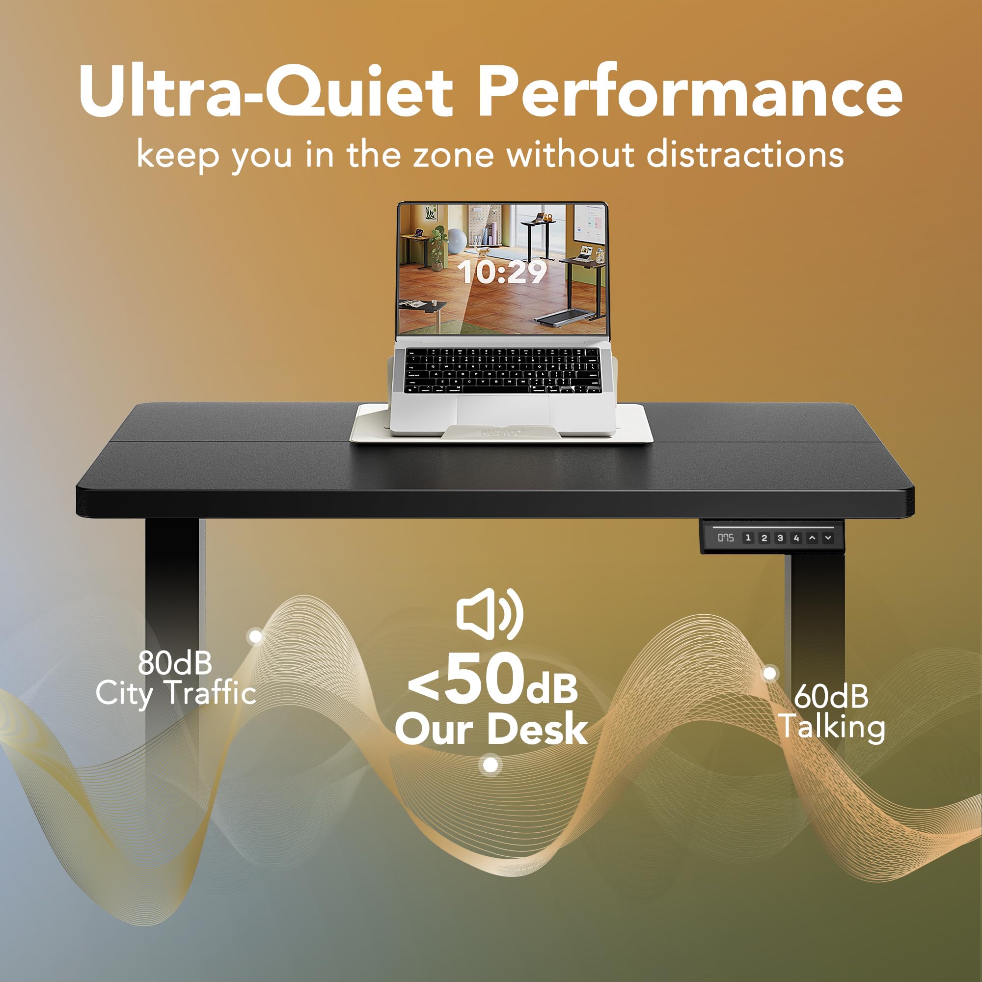 HUANUO Electric Standing Desk 48 x 24 Height Adjustable Desk 4 Memory Height Settings Sit to Stand Up — view 7