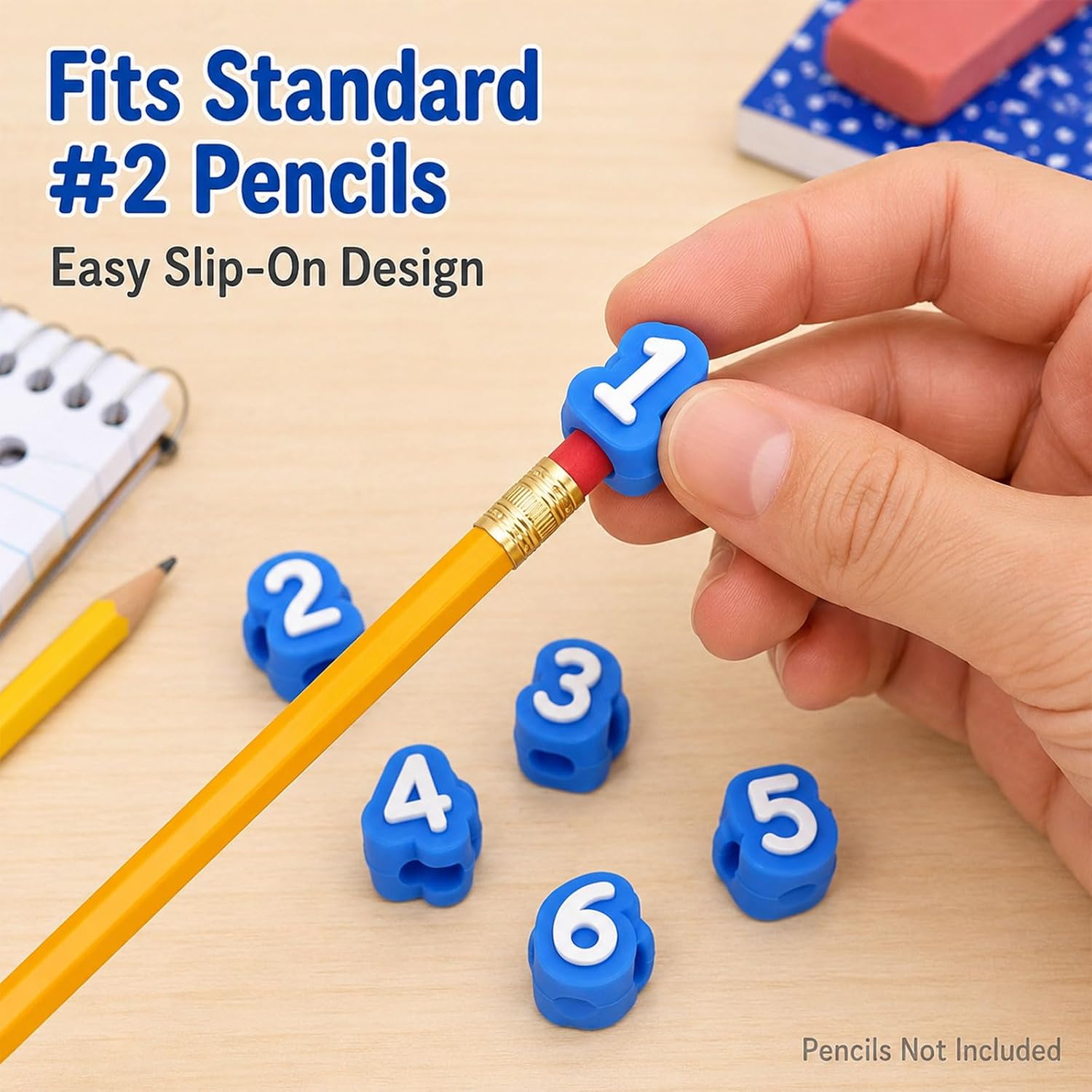 30/50 Pcs Numbered Pencil Toppers, Reusable Classroom Pencil Labels for Classroom Organization and Supply Tracking Station，Light Blue/Numbers 1-30