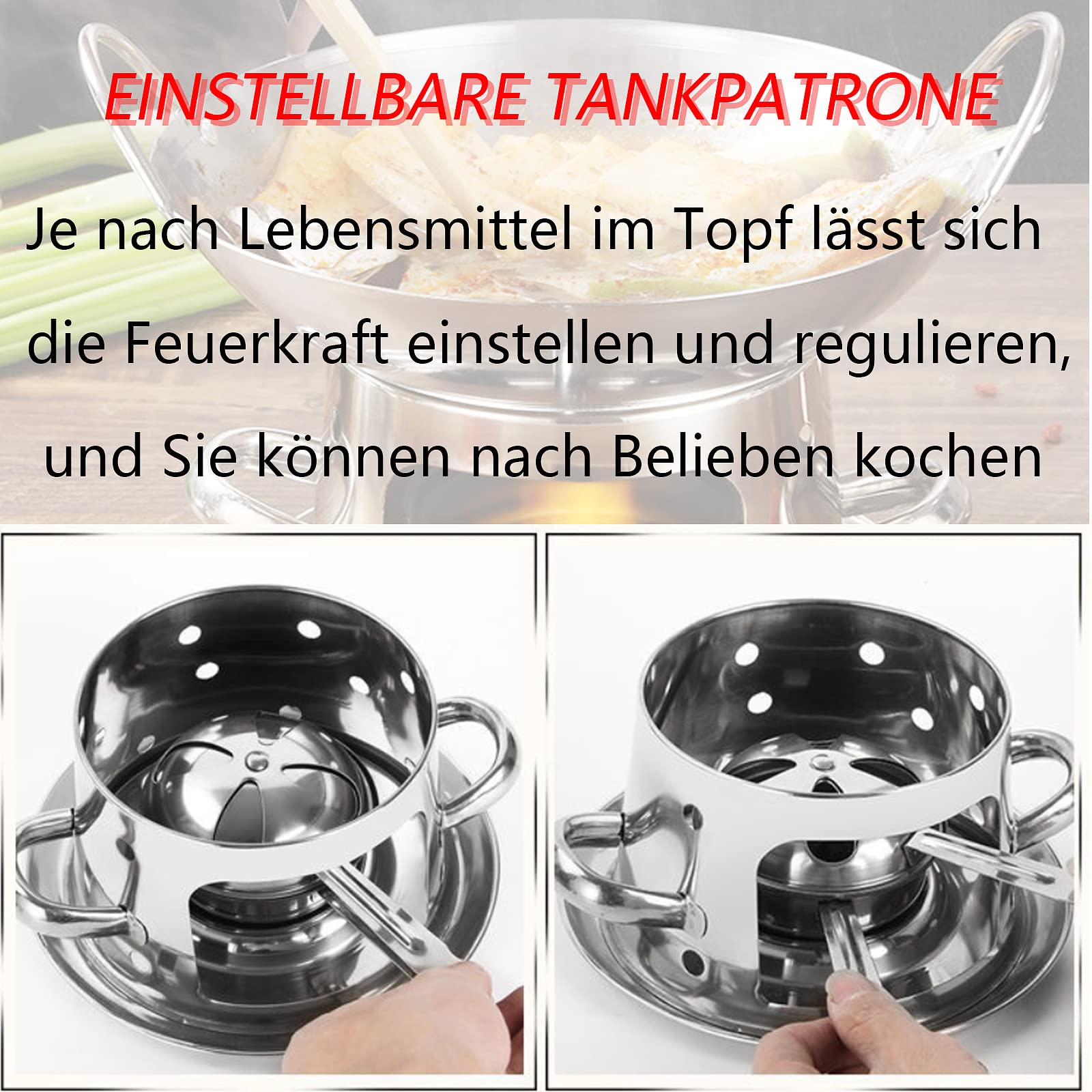Spirituskocher Für Den Innenbereich, 2-Flammiger Spirituskocher, Tragbarer Spirituskocher Für Camping Mit Topf, Campingkocher Aus Edelstahl Für Den Innenbereich, 3, 8 Zo,8in