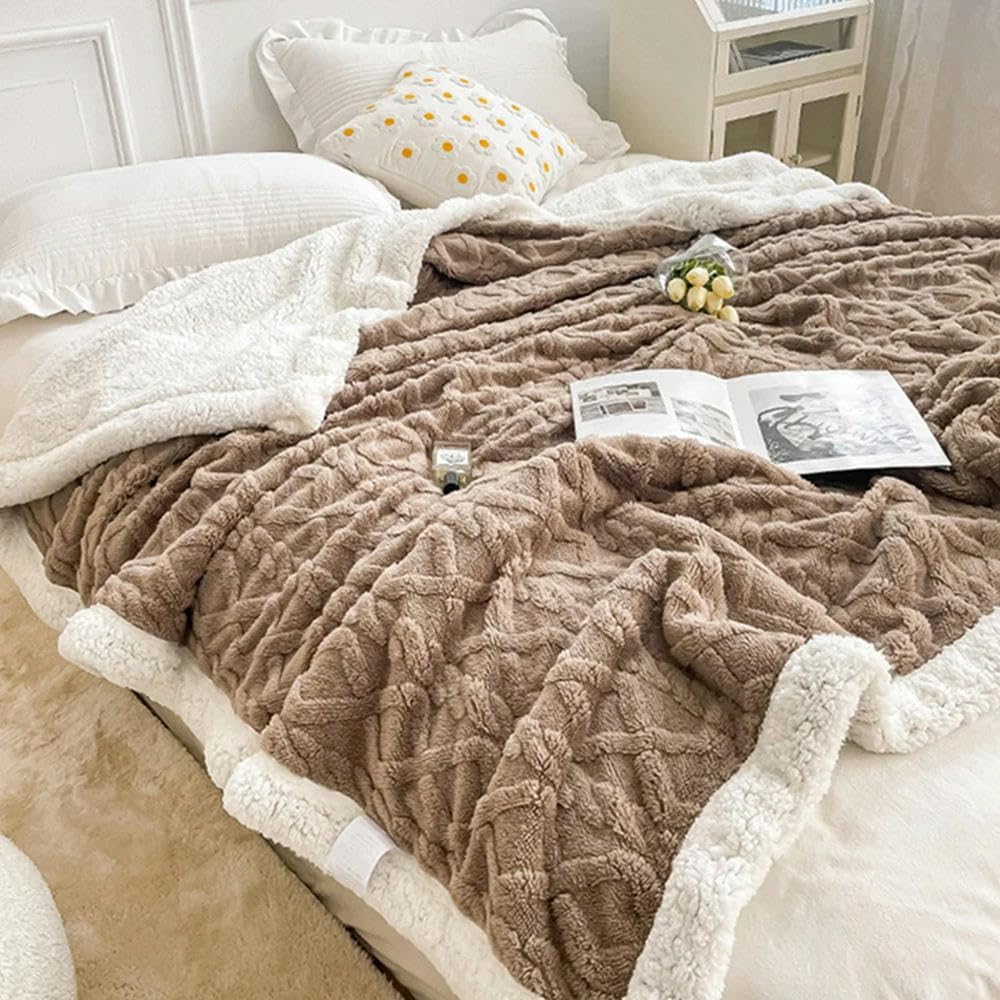 Manta a Cuadros de Lana Polar cálida para Invierno, para Adultos, sofá Cama, edredón, Colcha de Felpa de Invierno