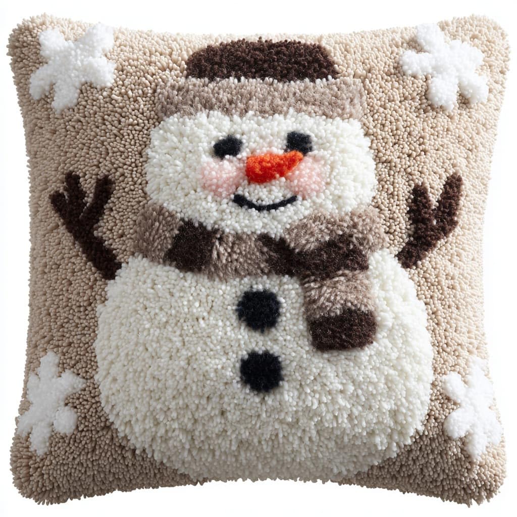 WallustrioaW Latch Hook Cushion Pillow Cover kit for Adults,Snowman