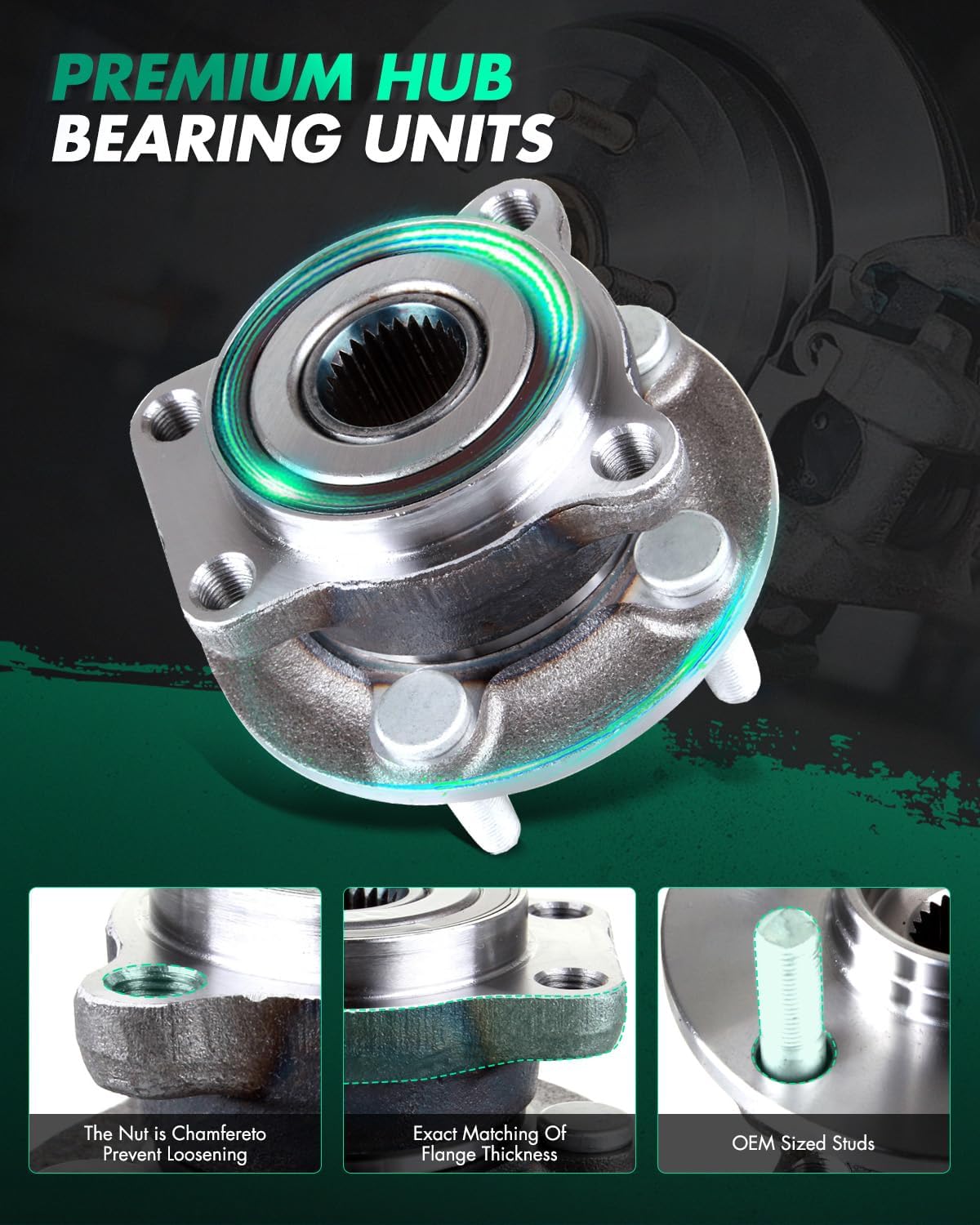 SCITOO 2 x Front Wheel Bearing and Hub Assembly For Subaru Forester 2009-2014,For Impreza 2008-2014,For XV Crosstrek 2013-2014,For WRX 2013-2014,W/ABS 5-Lug 2.0L 2.5L 513303