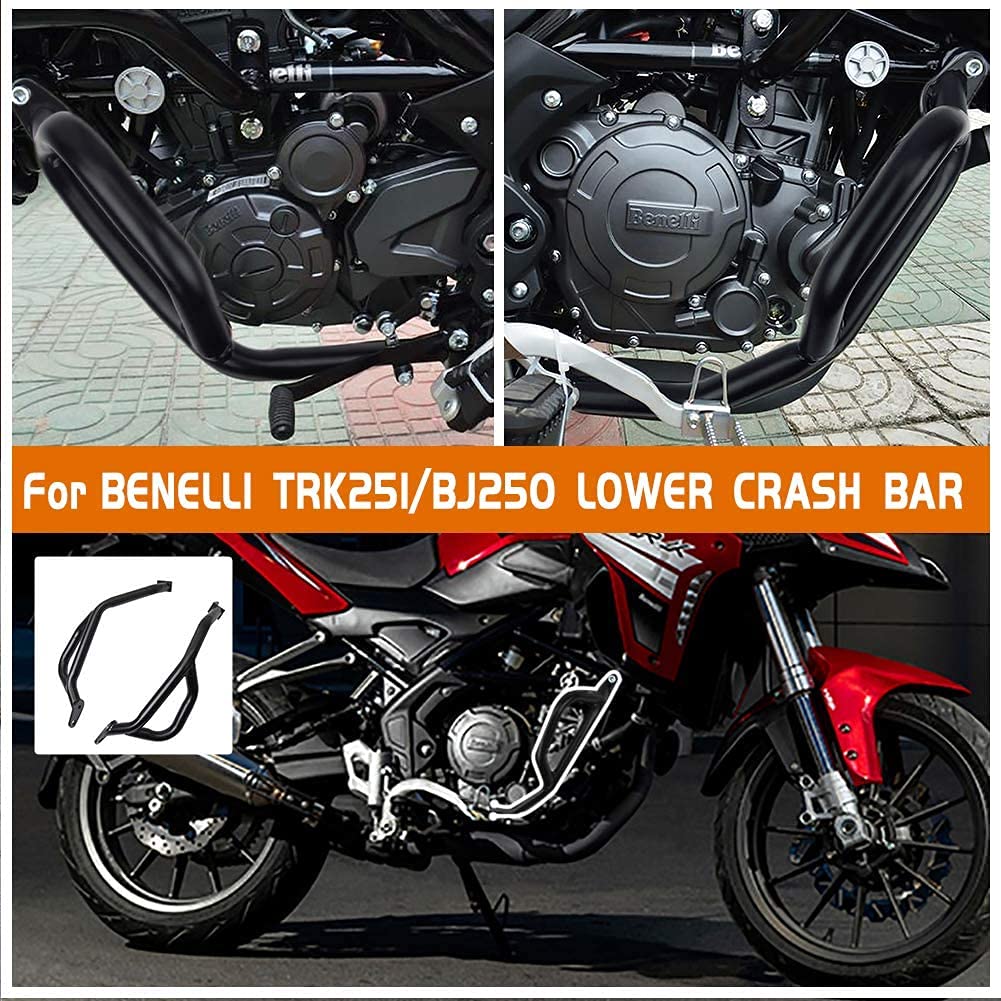 Protector de Parachoques de Motocicleta de Barras de Choque Acero Compatible con Benelli TRK251 TRK 251 2018 2019 2020 Accesorios de Seguridad de Parachoques (más bajo)