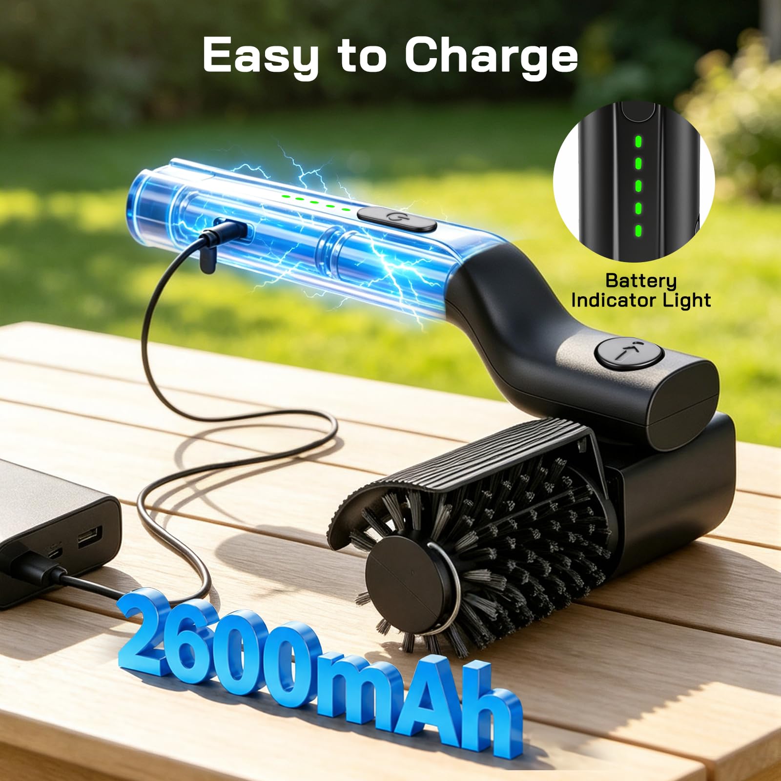 2026 Cepillo Eléctrico para Barbacoa 2600mAh 3 velocidades IPX7 | 2 Cabezales, 180° Ajustable, lavavajillas, para Parrilla, Plancha & Carbón, Cepillo Electrico Limpieza Hogar, USB-C