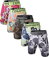 Holure Men's Performance Compression Shorts - UPF 30+ Anti-Chafe Running Workout Underwear, 3/5 Pack Quick Dry