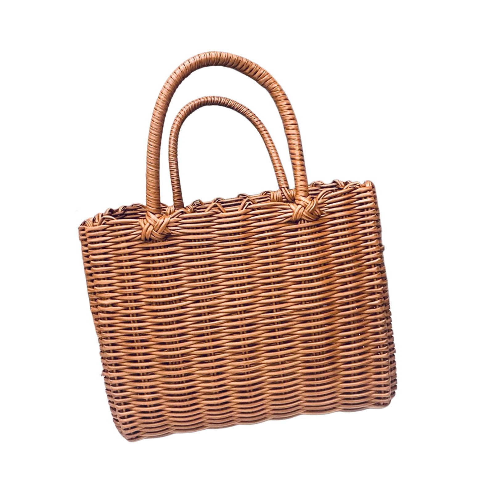 Stylish Handwoven PVC Bag for Travel, Grocery Shopping, and Outdoor Activities, Lightweight Fashionable Outdoor Meal Basket
