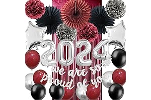 Maroon Graduation Party Decoration Set 2024: Enhance Your Celebration with Burgundy, Black, and Silver Hues