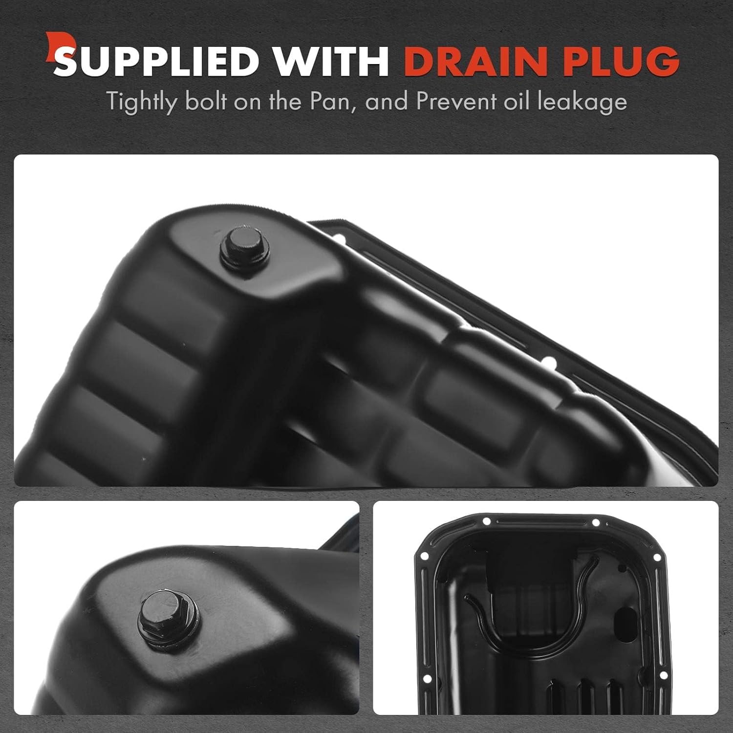 A-Premium Engine Oil Pan Sump with Drain Plug Compatible with Nissan Frontier 1998-2015, Xterra 2000-2004, Pickup 1995-1997, D21 1990-1994, RWD and L4 2.4L Engine
