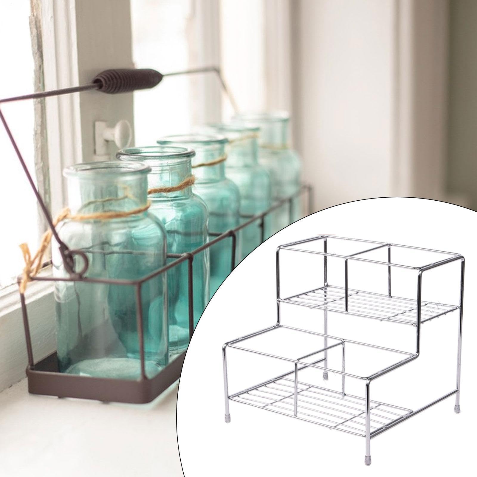 YWJLQH Coffee Syrup Organizer, Condiment Storage Rack Bottle Organizer for Coffee Station, 4 grids