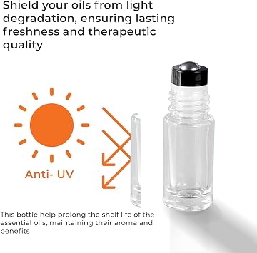 Your Oil Tools 10 Pack Essential Oil Roller Bottles, 5ml Empty Clear Glass Roll-on with Leak Guard Stainless Steel Roller Balls & Black Caps for oils and perfume