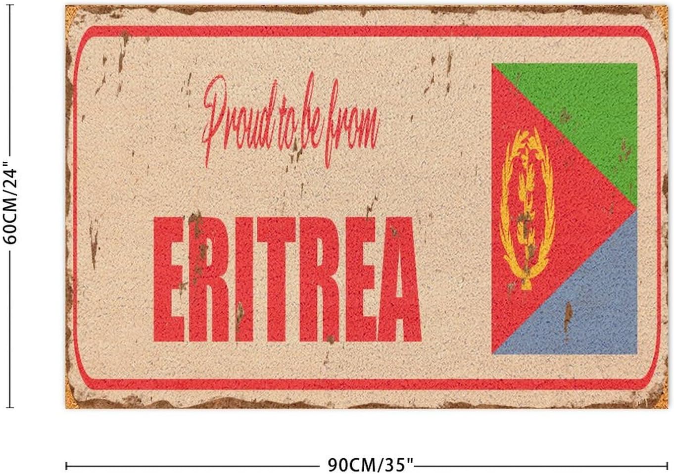 Proud to Be from Eritrea Coir Fiber Outdoor Mat 24x36in City Flag International Festival Outdoor Welcome Mat Easy to Clean Door Mat Floor Rug for Front Porch Balcony Entryway Decor