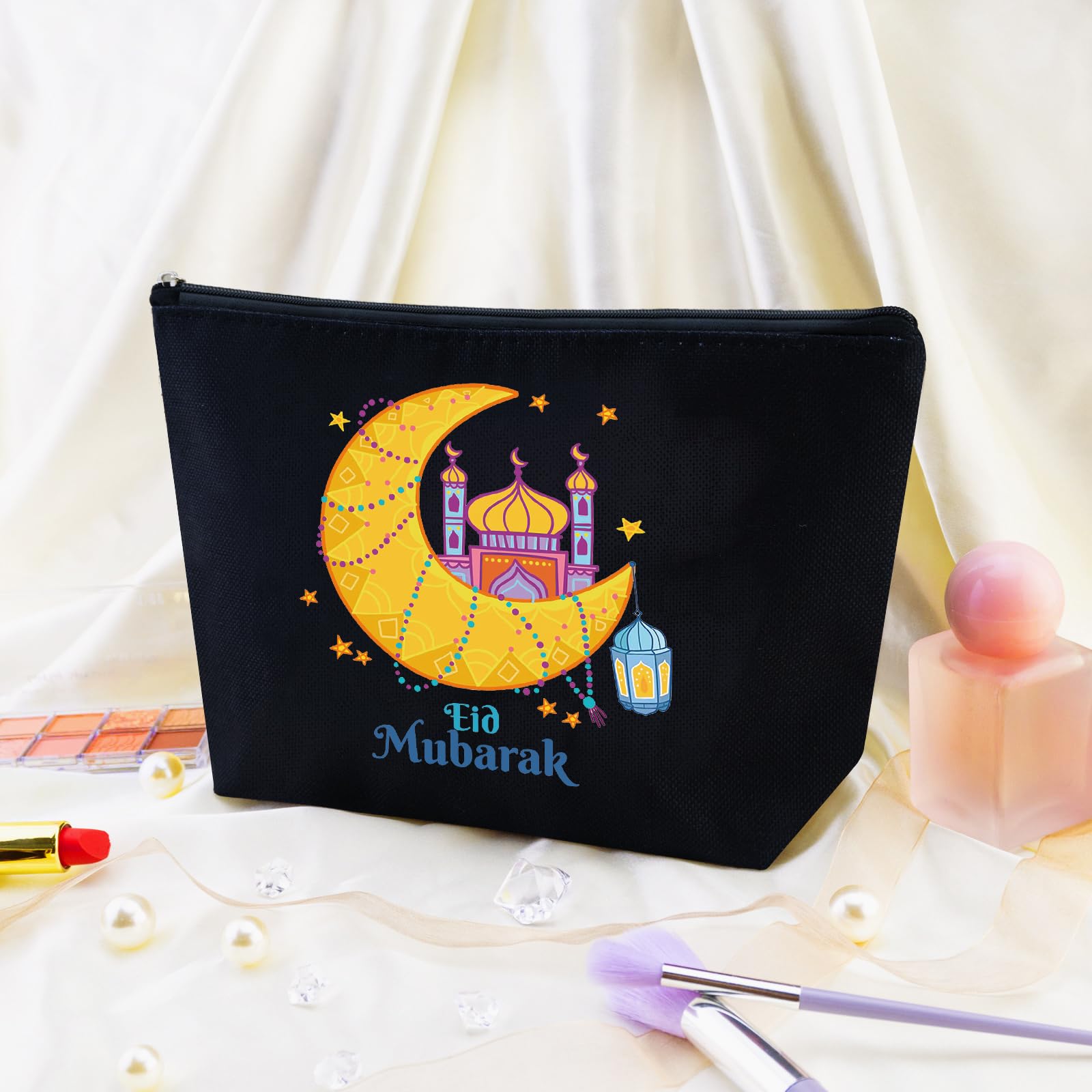 Eid Gifts for Women Eid Mubarak Gift Bags Ramadan Gifts for Women Ramadan Gift Makeup Bag for Muslim Supplies Al Fitr Party Decoration Mubarak Make Up Bag Stars Cosmetic Pouch