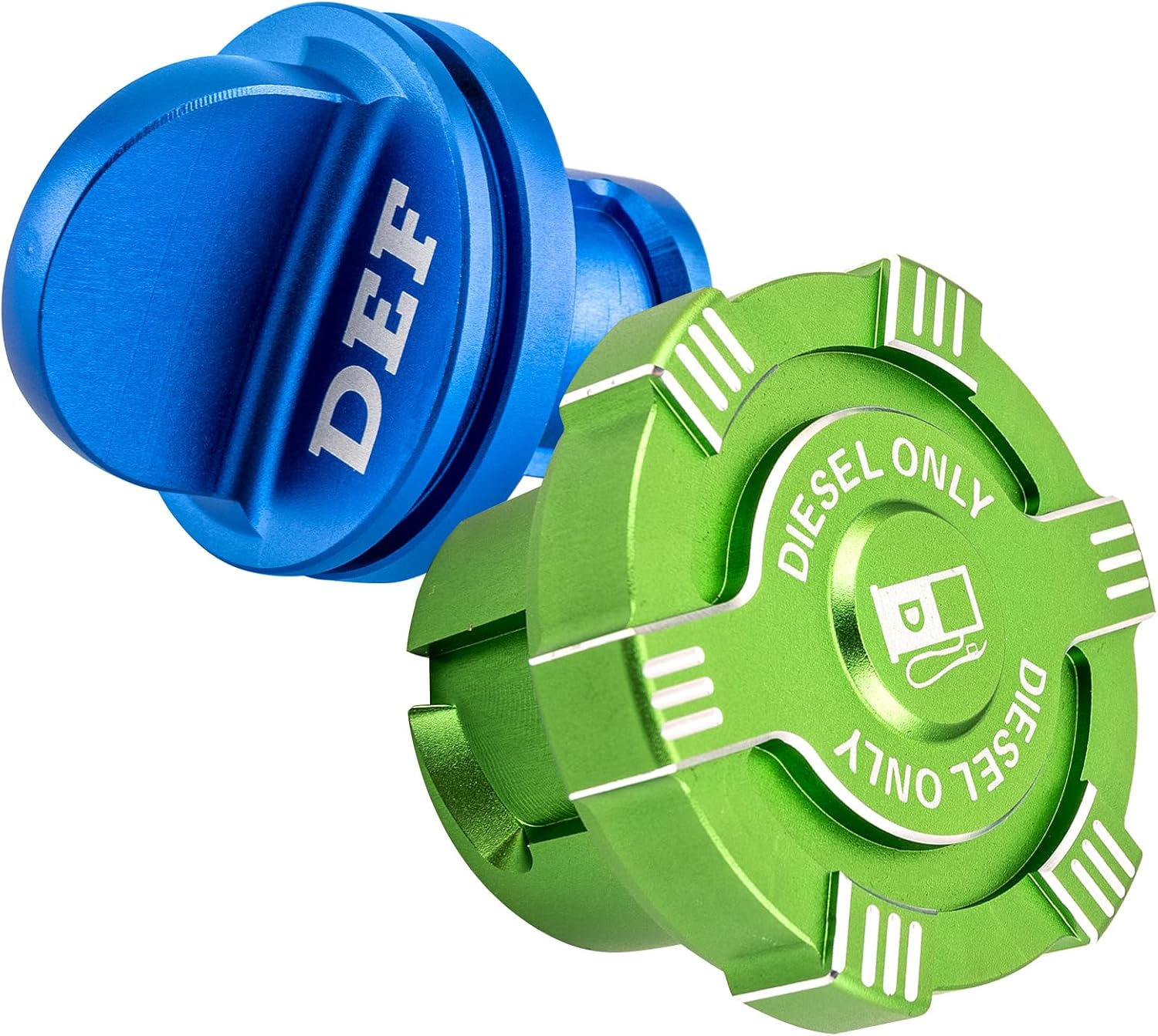 Magnetic 6061 Aluminum Green Diesel Fuel Cap & Blue DEF Caps Compatible with Dodge Ram 1500 2500 3500 2019-2023