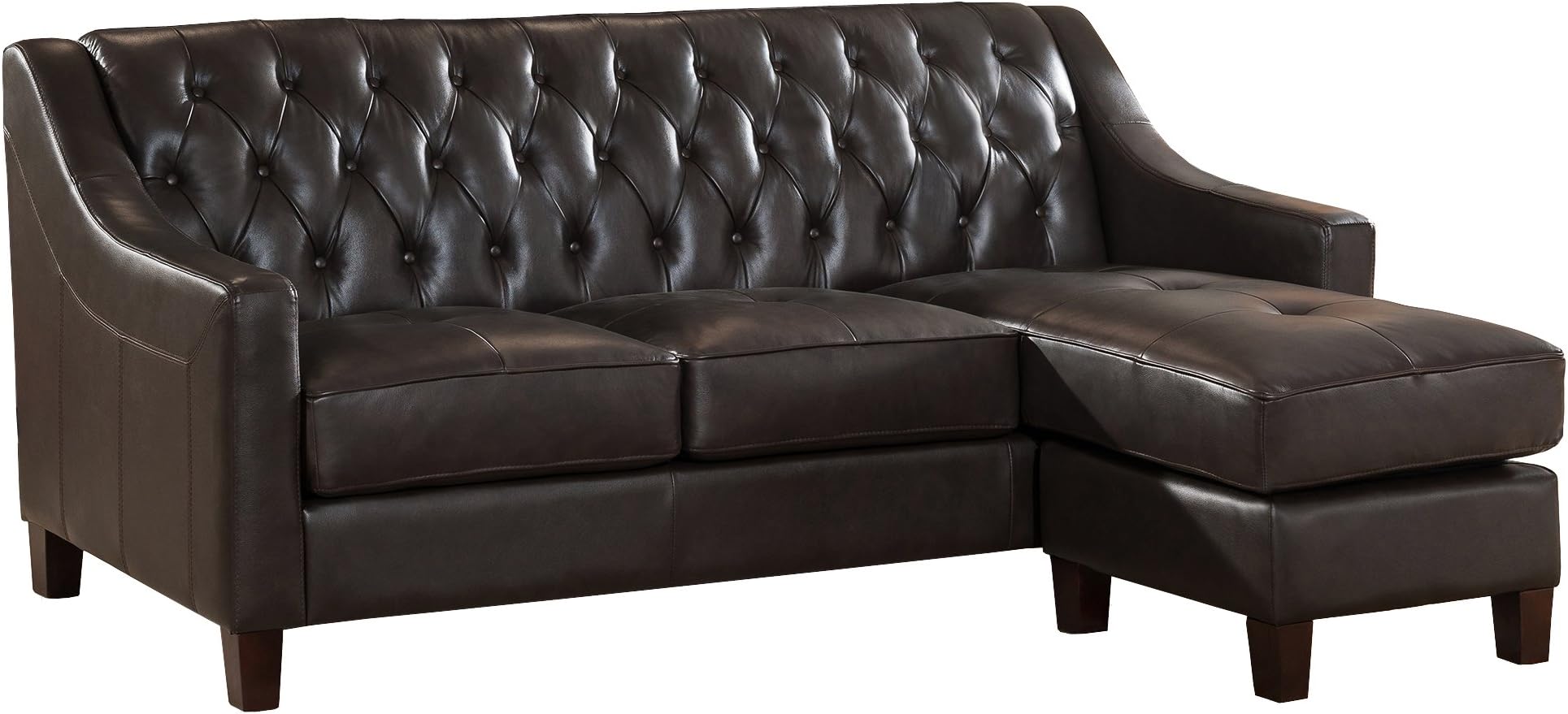 Hydeline "Kaitlyn" Reversible Leather Sofa Chaise, Brown