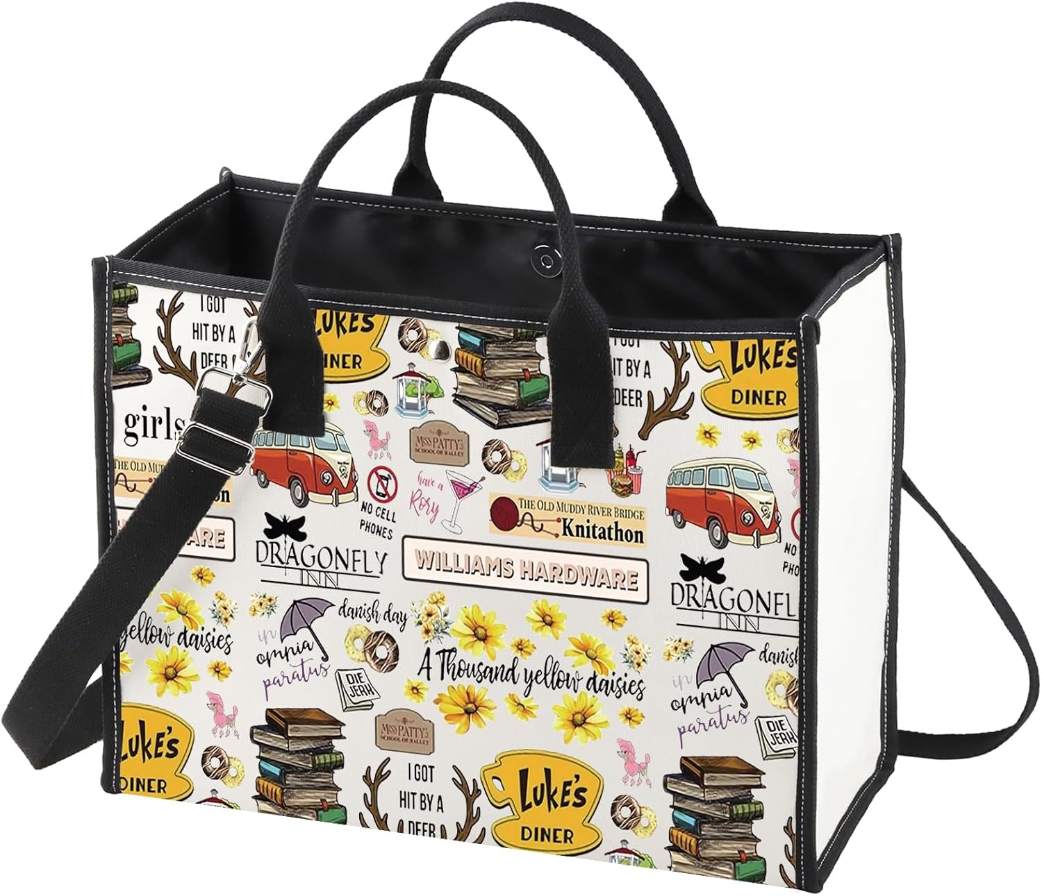 WZMPA Lorelai And Rory Fans Tote Bag TV Show Gifts Luke's Dinner Reusable Grocery Bag Lorelai And Rory Merchandise