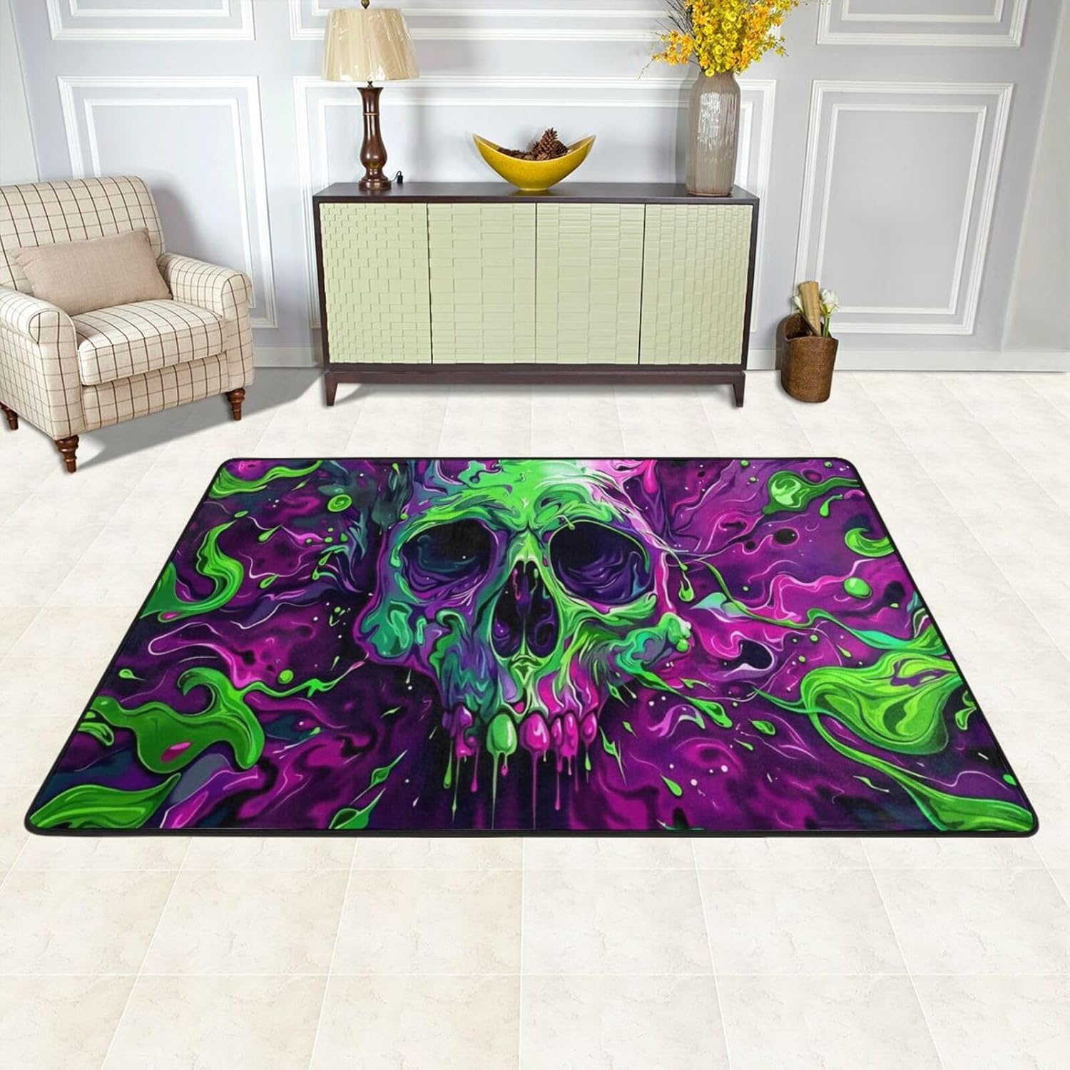 Gaming Style Sci-Fi Grass Blocks Area Rug Washable Outdoor Rugs Anti-Slip Soft Extra Thick Front Door Carpet Entryway Indoor Door Mat for Patio Farmhouse Kitchen Foyer 3'x 2'
