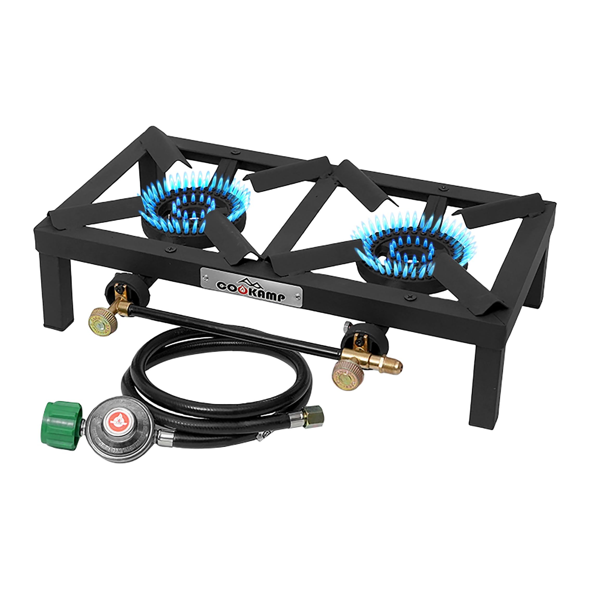 Double Burner Angle Iron Camp Stove with CSA Listed Regulator and 4ft Hose [SA2200]