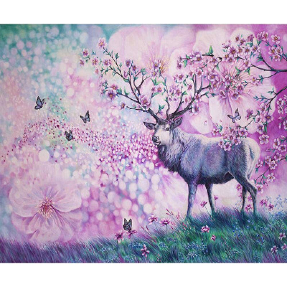 Broderie diamant 5D cerf de forêt paysage 50x60cm en résine