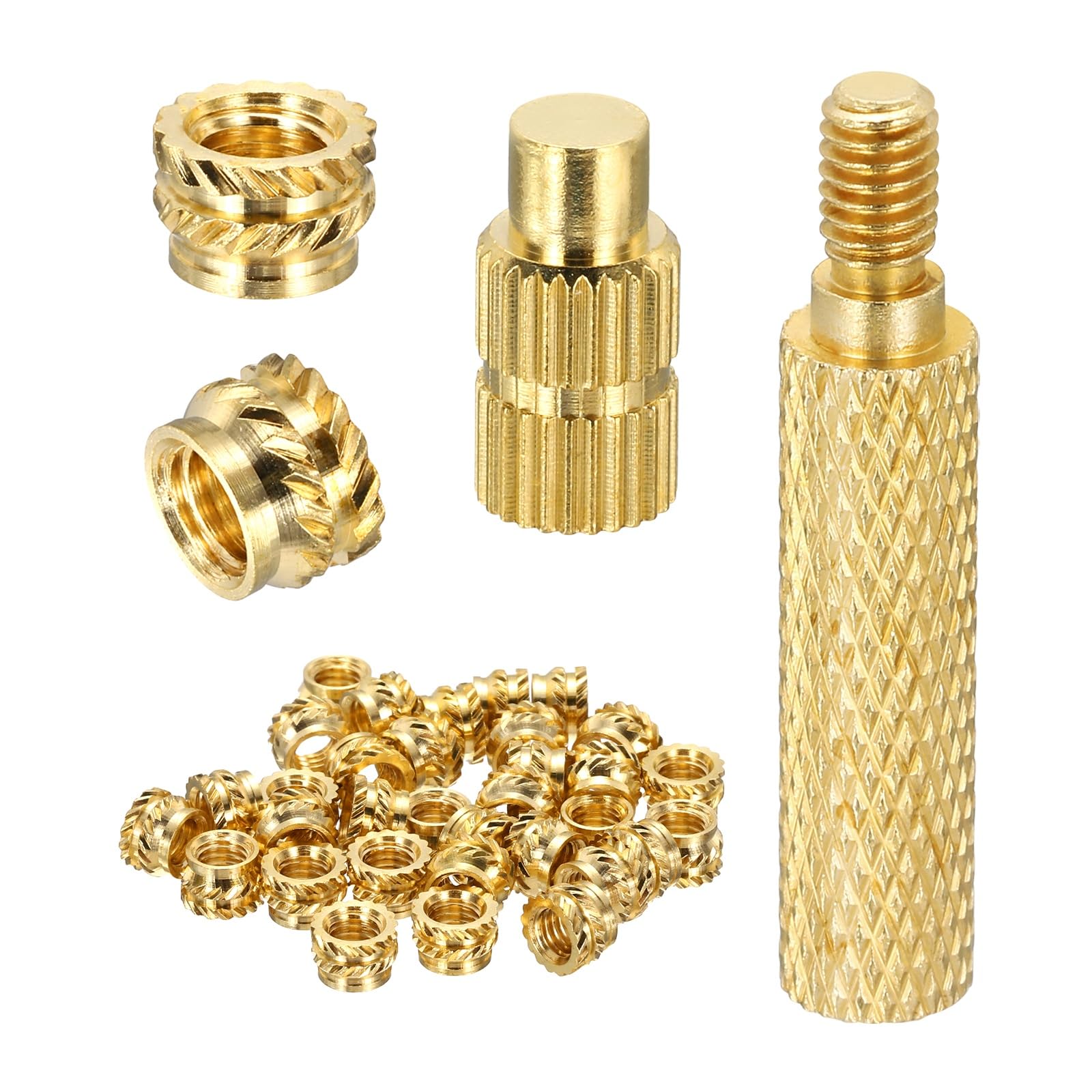 sourcing map 30Set M5 Heat Threaded Inserts with Soldering Tip, 8mm OD, 5mm Height, Brass Nut Rod Inserts Knurled for 3D Printing Component Plastic Part โ image 1