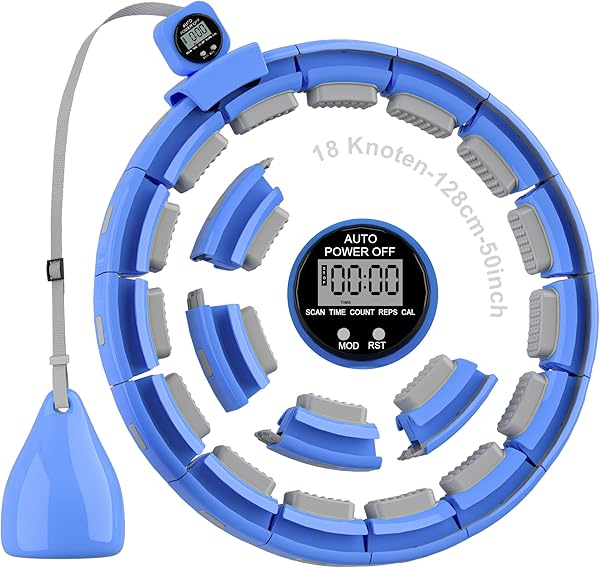 Sonkoloro Smart Hoop Reifen Erwachsene und Anfänger, Hullahub Reifen zum Abnehmen，Smart Hoop Leise Fitness Hoop mit Gewicht, Zähler und Noppen