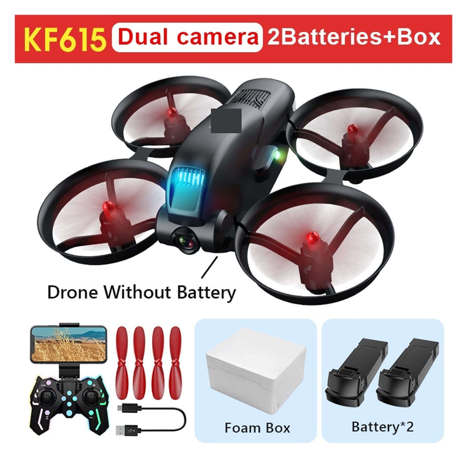 Składany dron Quadcopter Mini dron z podwójną kamerą 4K HD RC Dron 2.4G WiFi FPV Quadcopter Optyczne pozycjonowanie przepływu Fajne lekkie drony (Kolor: DualCam 2B Rozmiar torby: 1) (DualCam 2B Box 1)
