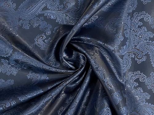 Paisleymuster Jacquard-Satin-Futterstoff, Marineblau, 1 m Paisleymuster Jacquard-Satin-Futterstoff, Marineblau, 1 m