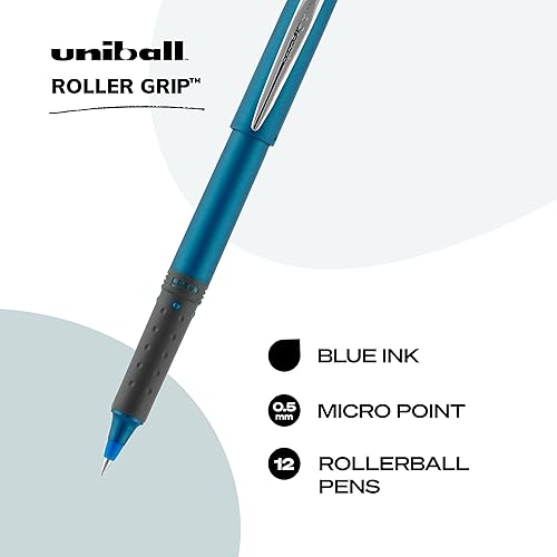 Miniatura 2 de Uniball Roller Grip - Paquete de 12 bolígrafos de punta redonda mediana de 0.020 in, bolígrafos de gel, bolígrafos de colores, suministros de