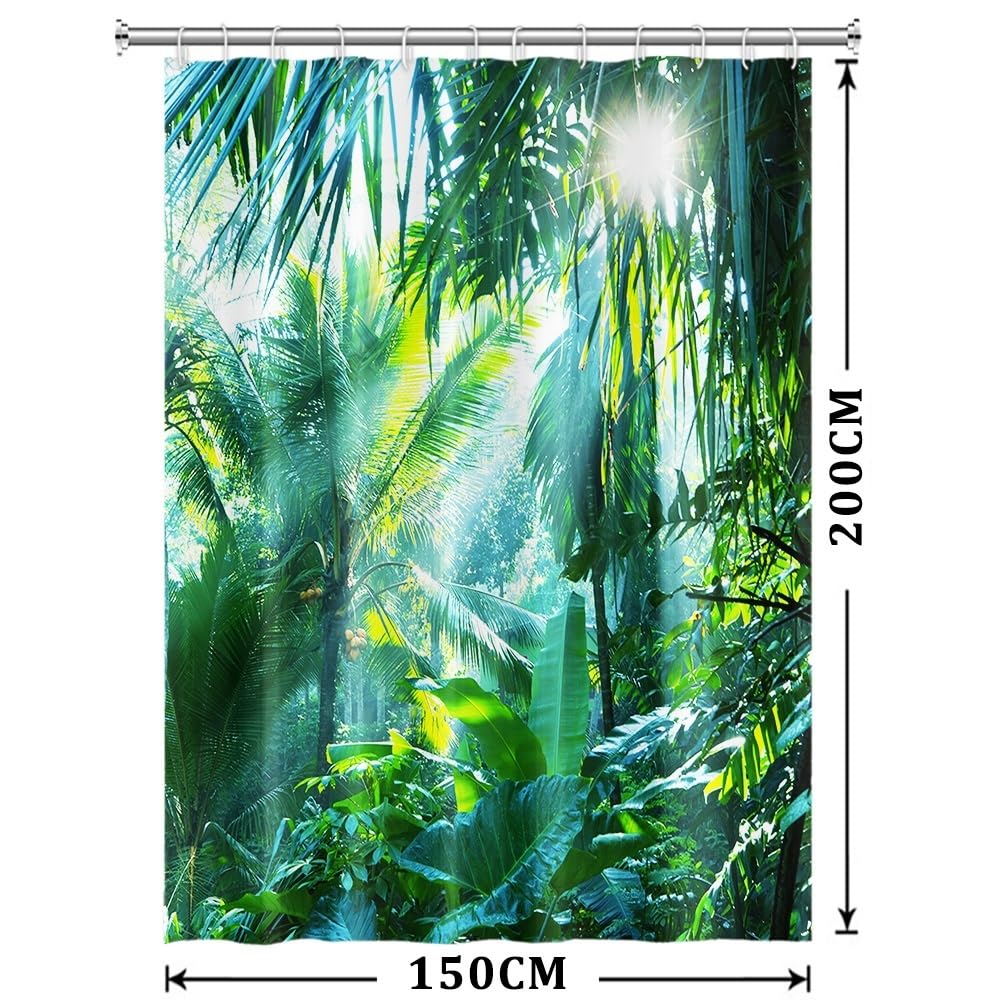 Uiiooazy Cortina de Ducha de Hoja Eucalipto, Cortinas de Ducha Verde Oro Abstracto Planta Cortinas de Baño Antimoho Impermeable Lavable Tejido de Poliéster Cortina Ducha con Ganchos 90x180cm — view 268