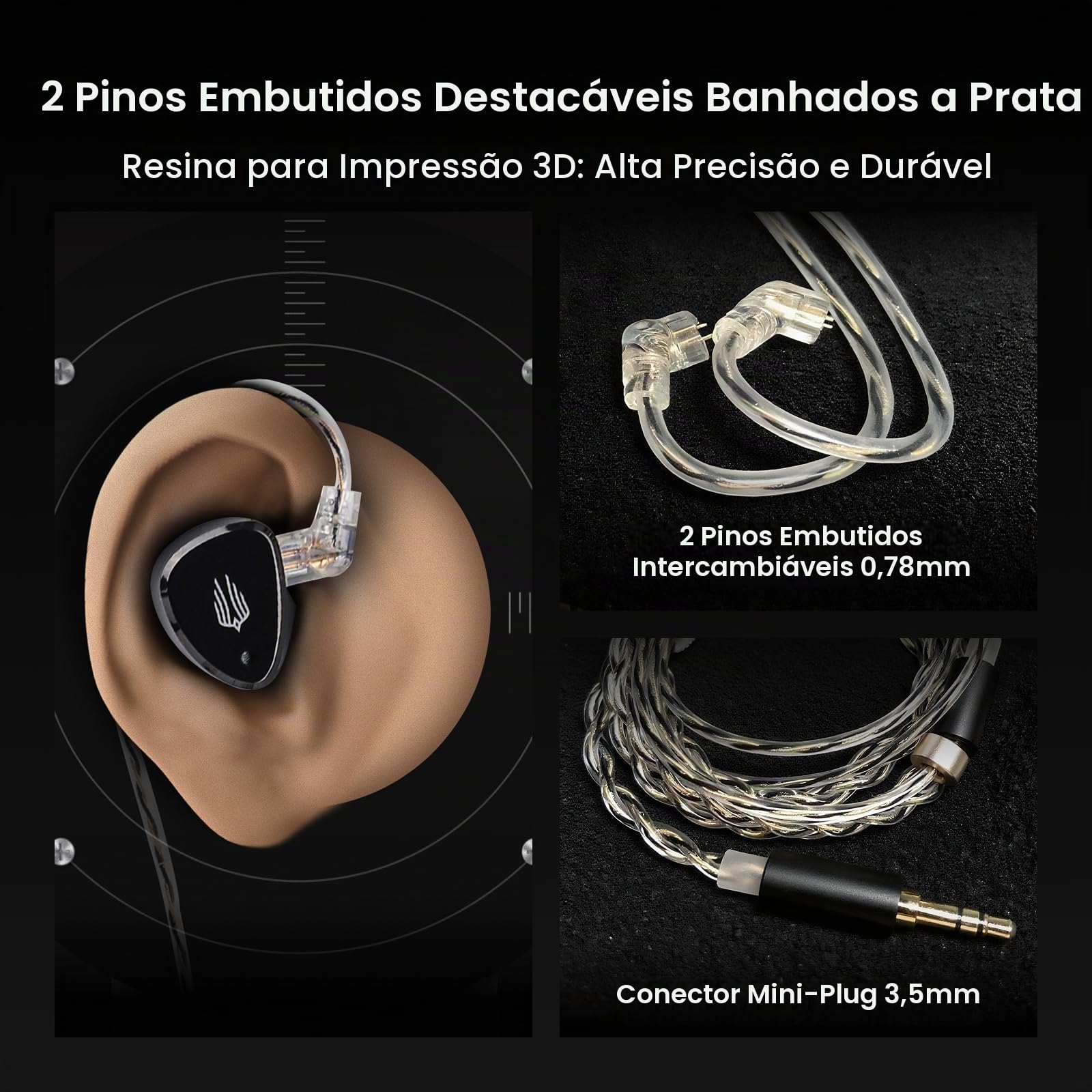 Linsoul SIMGOT EM6L Monitor intra-auricular com driver híbrido 1DD