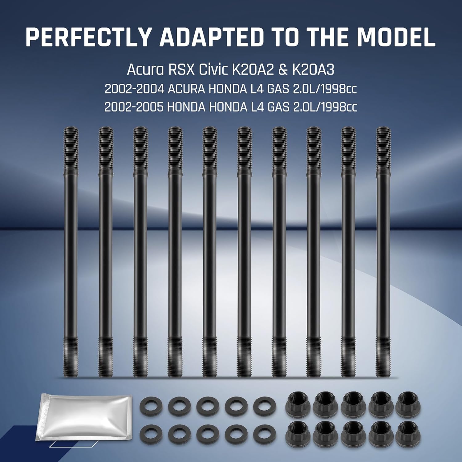 SPELAB Head Stud Replacement Kit Compatible with Acura L4 Gas 2.0L 2002-2004, Compatible with Honda L4 Gas 2.0L 2002-2005, Cylinder Head Stud Assembly Kit & Assembly Lubricant