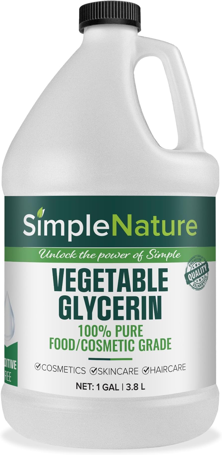 100% Pure Vegetable Glycerin - 1 Gallon (128 fl oz) - Natural Pure Food/Cosmetic Grade Skincare, Haircare, Cosmetics, Soapmaking, Crafts - Softening & Moisturizing Multipurpose Humectant