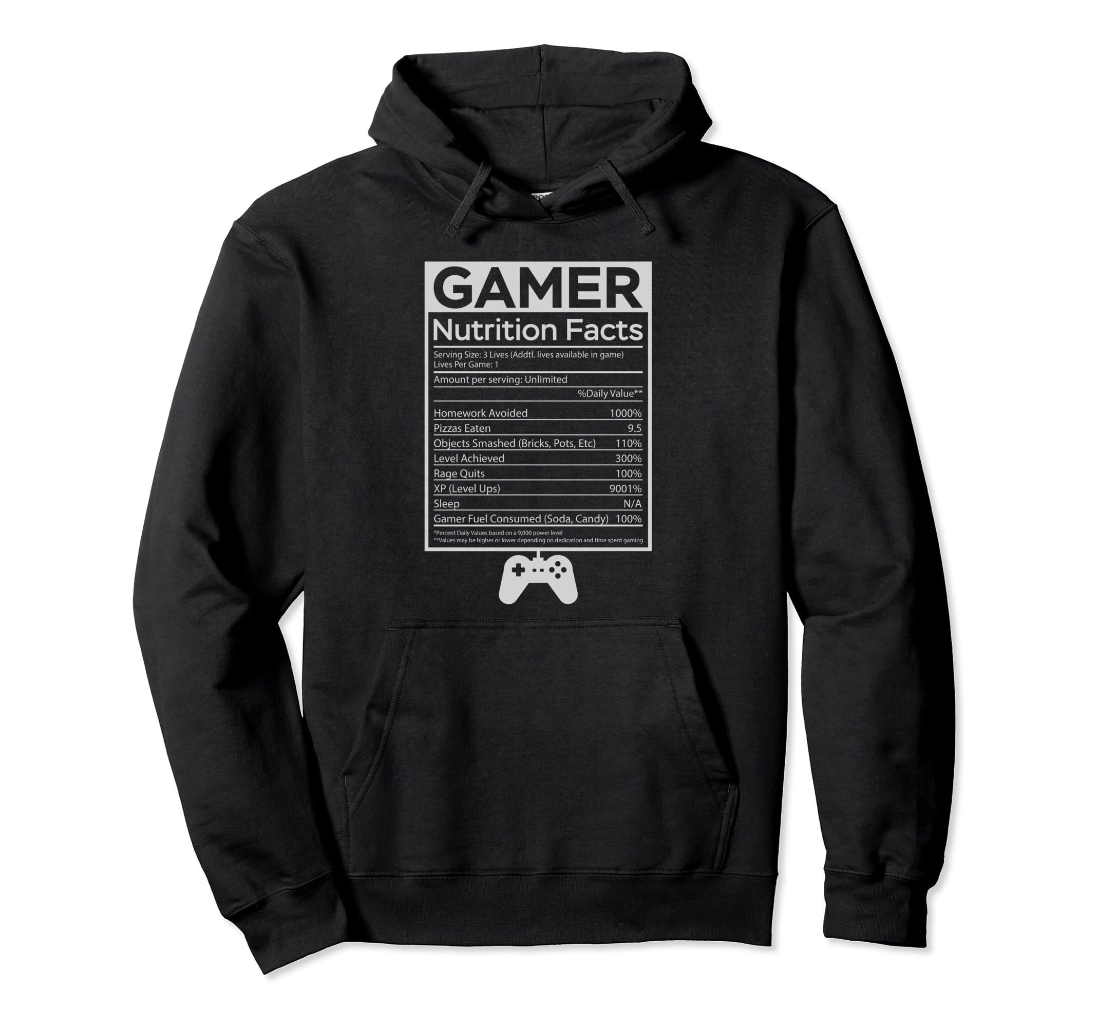 Gamer Nutrition Facts I Nerds Games Geeks Pullover Hoodie