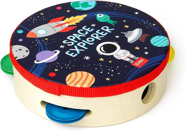 Legami - Tamburello, per Bambini, con 4 Sonagli, migliora la Coordinazione, Capacità motorie, Senso del Ritmo, Ø 14,5 cm, Tema Space, Taglia unica - 3