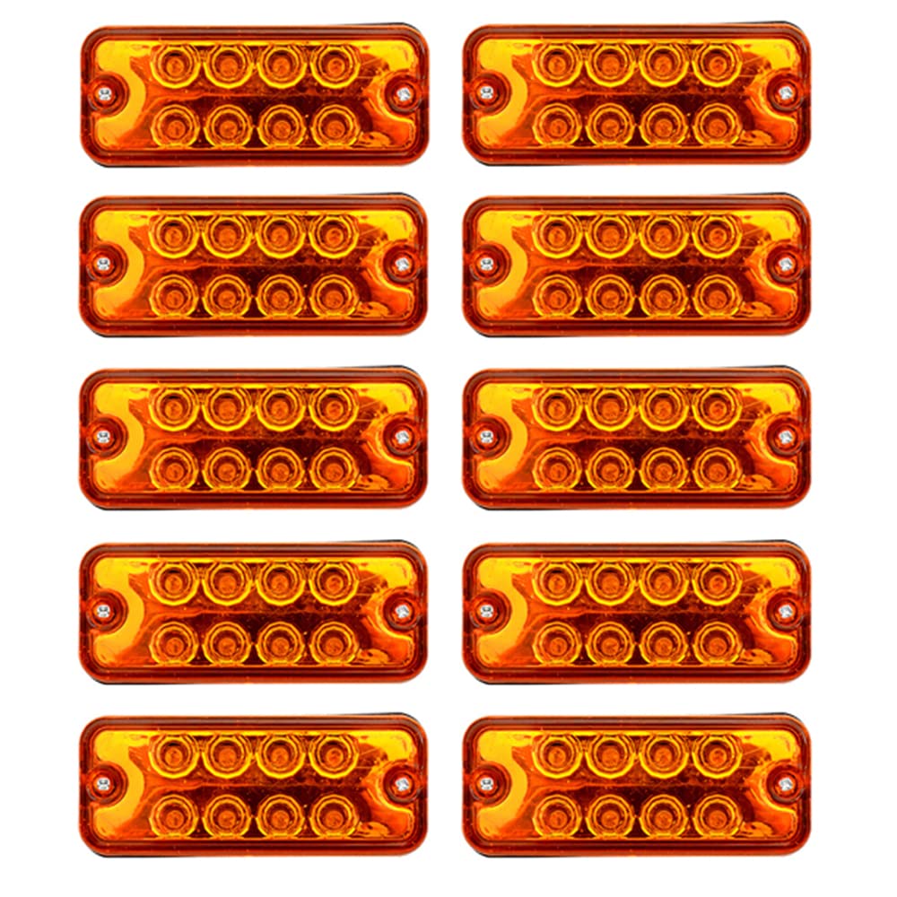 BATLAM 10 Piezas LED Luz De Gálibo Luz De Balizamiento Lateral Rojo Blanco Ámbar Azul Verde 24V para Camión Trailer,Amarillo